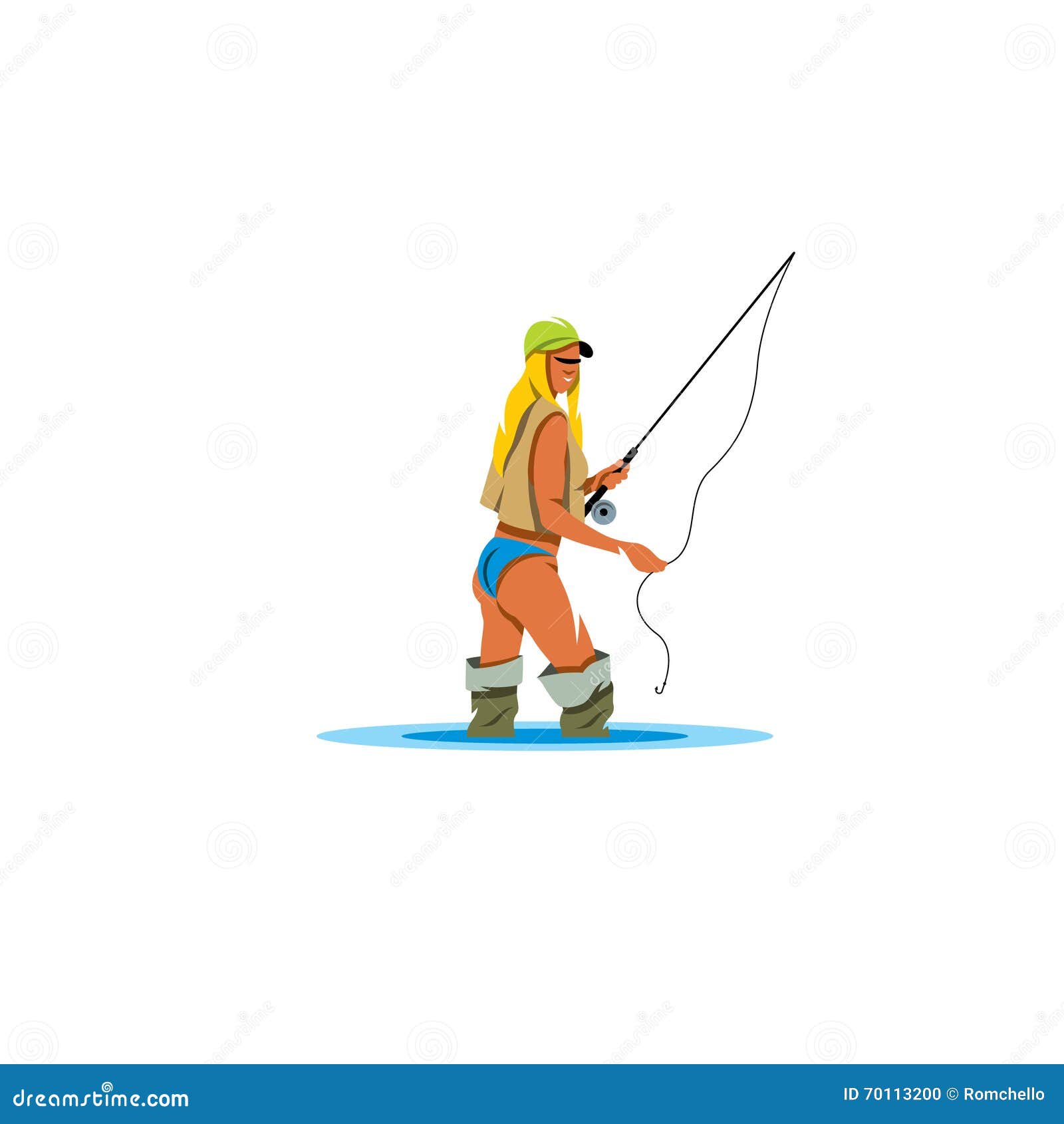 Download Woman Holding A Fishing Rod. Vector Illustration. Stock Vector - Image: 70113200