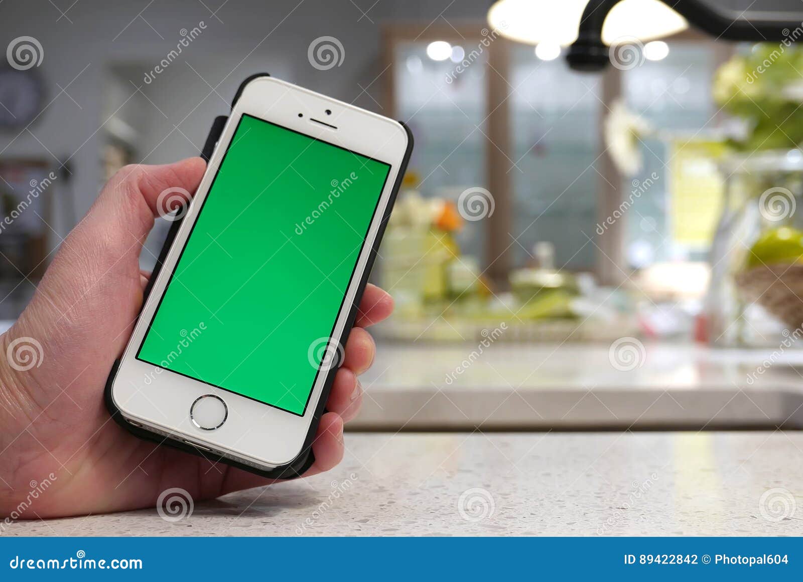 Woman Holding Green Screen Iphone Stock Photo - Image of mobile, motion:  89422842