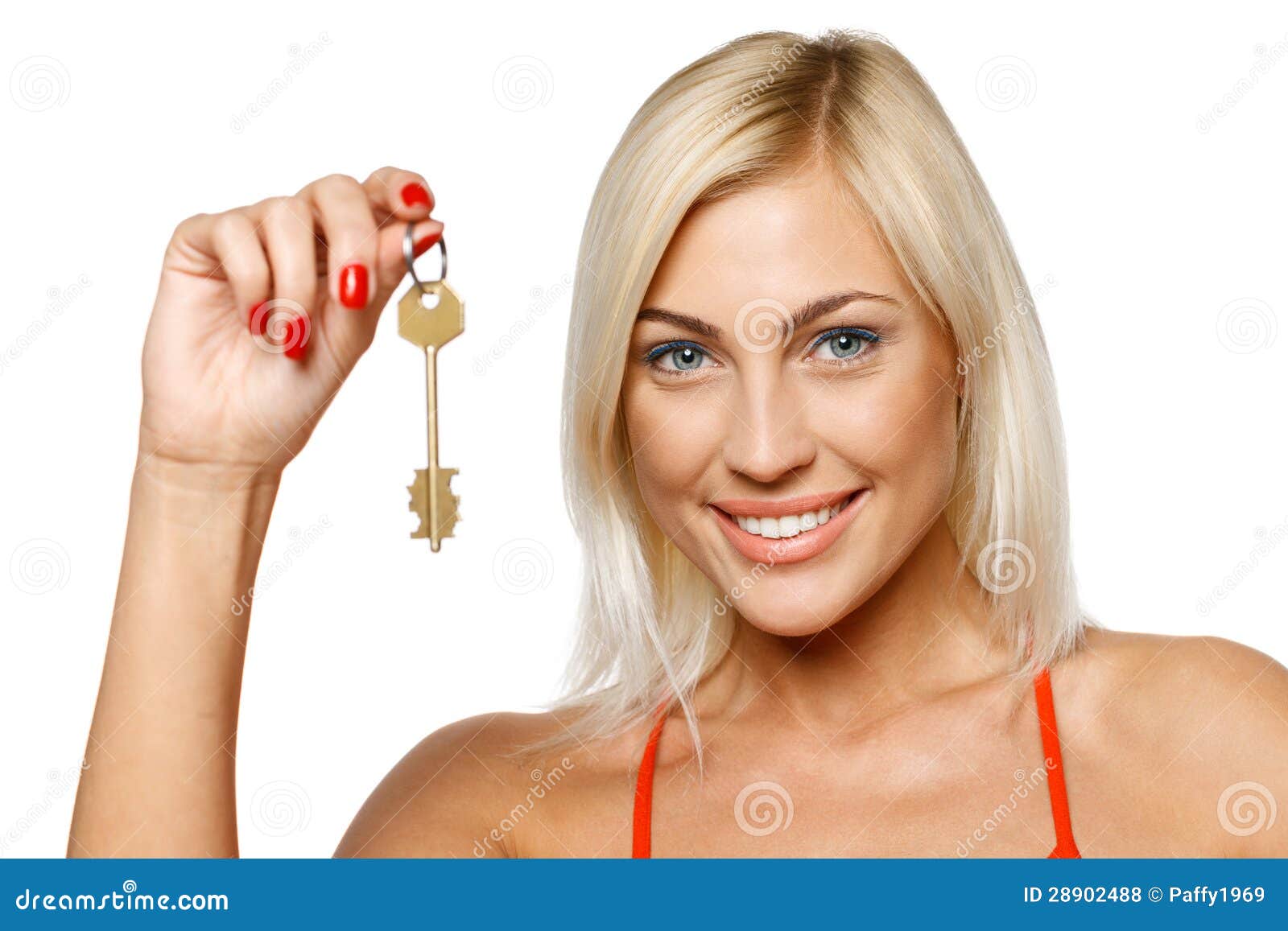 Woman holding a key stock photo. Image of apartment, broker 28902488