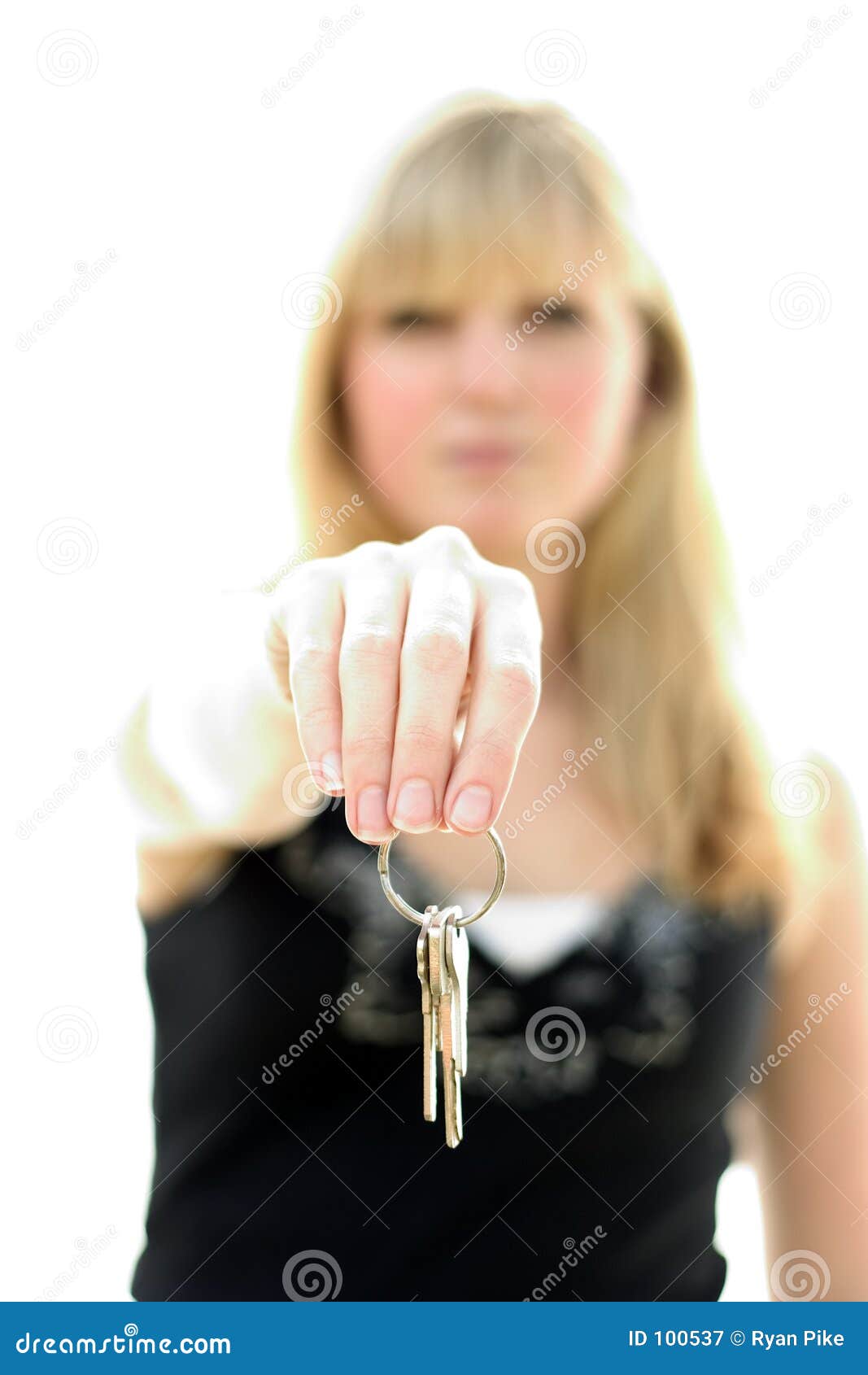 Woman holding keys stock image. Image of safety, blonde - 100537