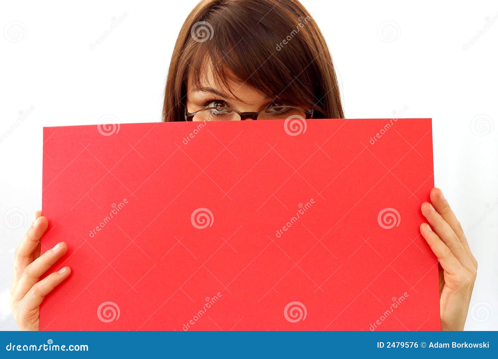 Woman holding postcard 9 stock photo. Image of advert 2479576