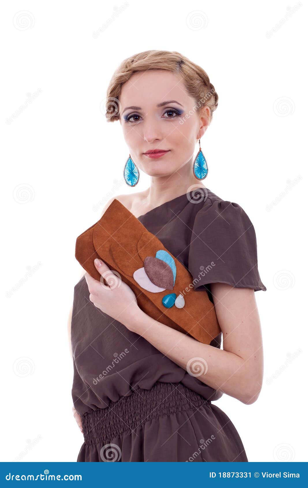 Woman holding purse stock image. Image of lifestyle, happiness 18873331