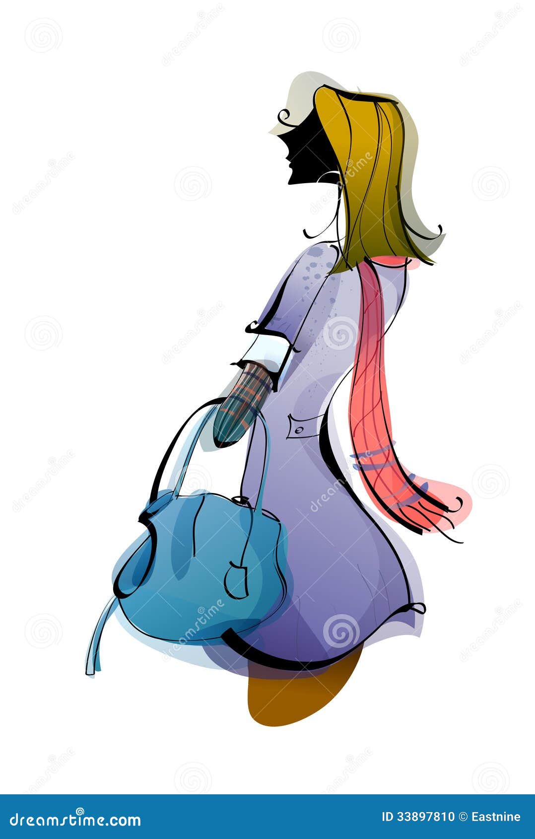 Woman is holding a purse stock vector. Illustration of painted 33897810