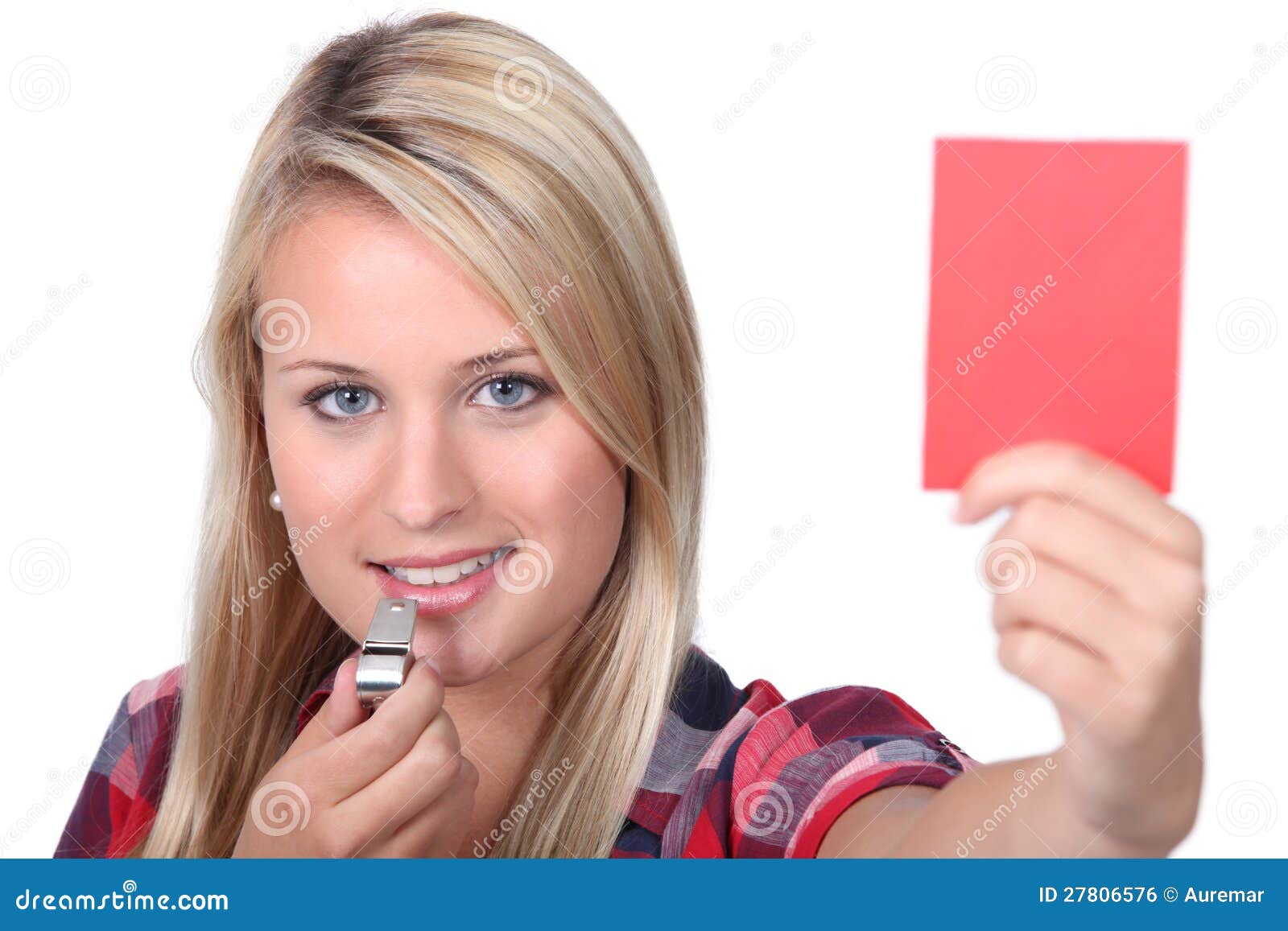 Woman Holding A Red Card Stock Photo Image Of Judge 27806576