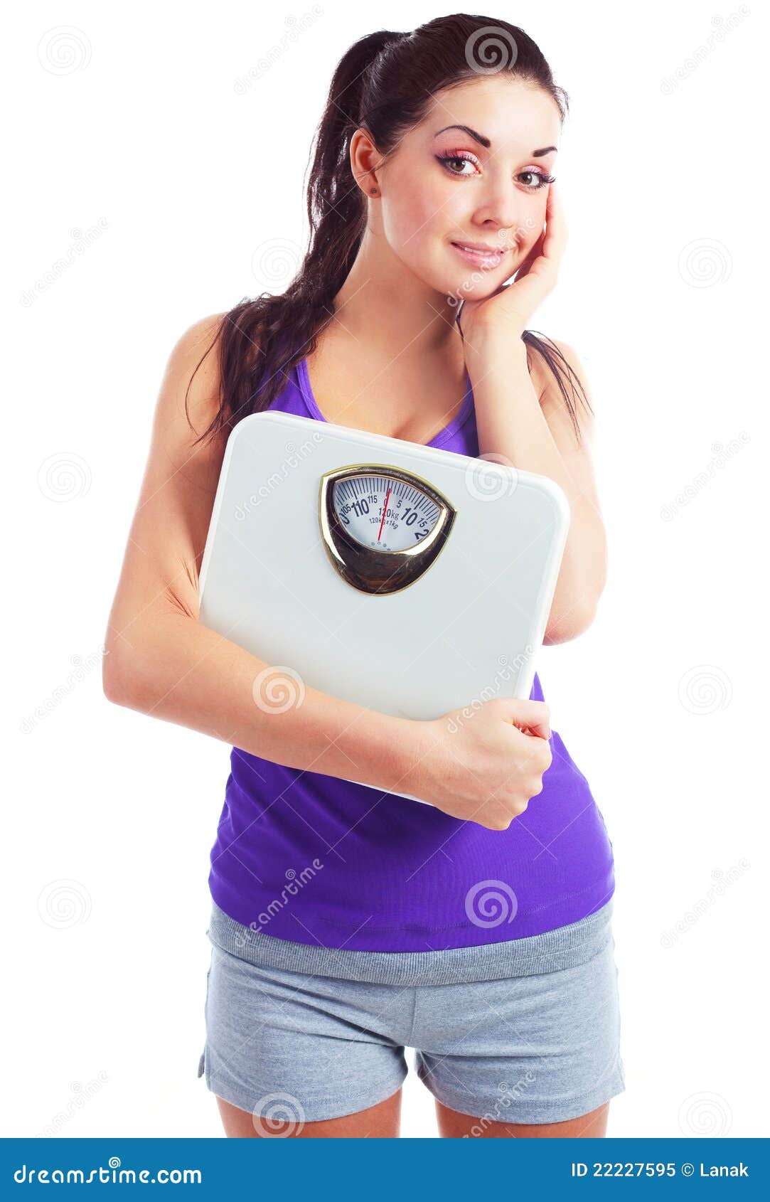 Woman holding scales stock image. Image of smile, active 22227595
