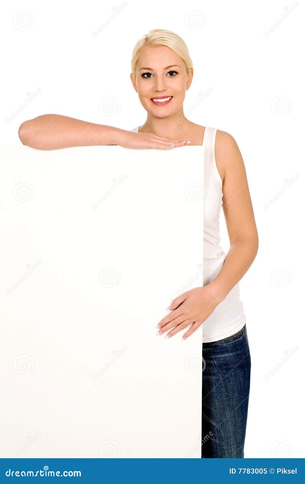 Woman Holding Sign Stock Image Image Of Girl Blond Casual
