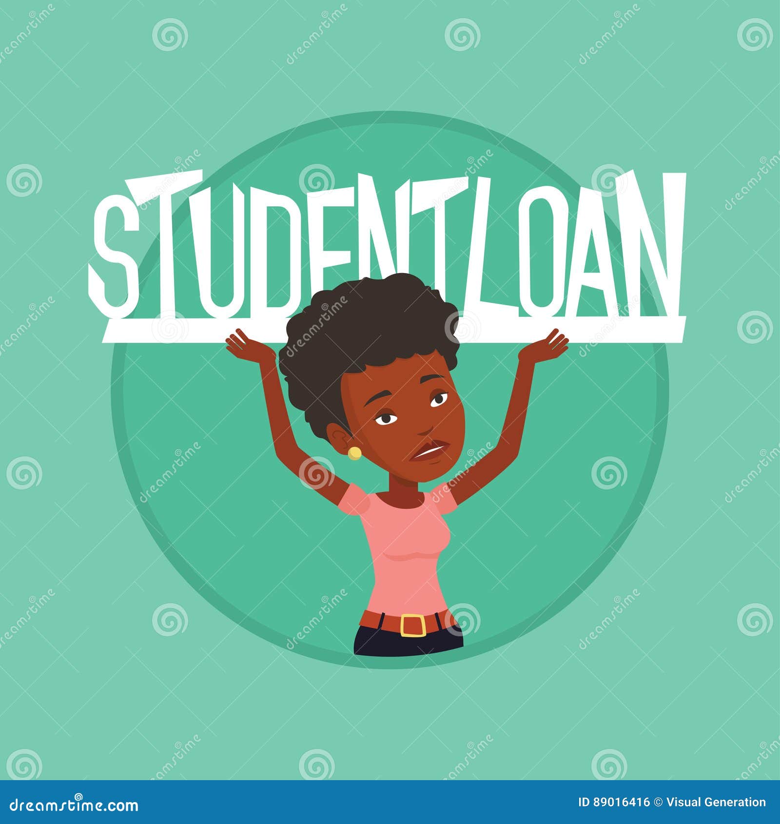 Woman Holding Sign of Student Loan. Stock Vector - Illustration of