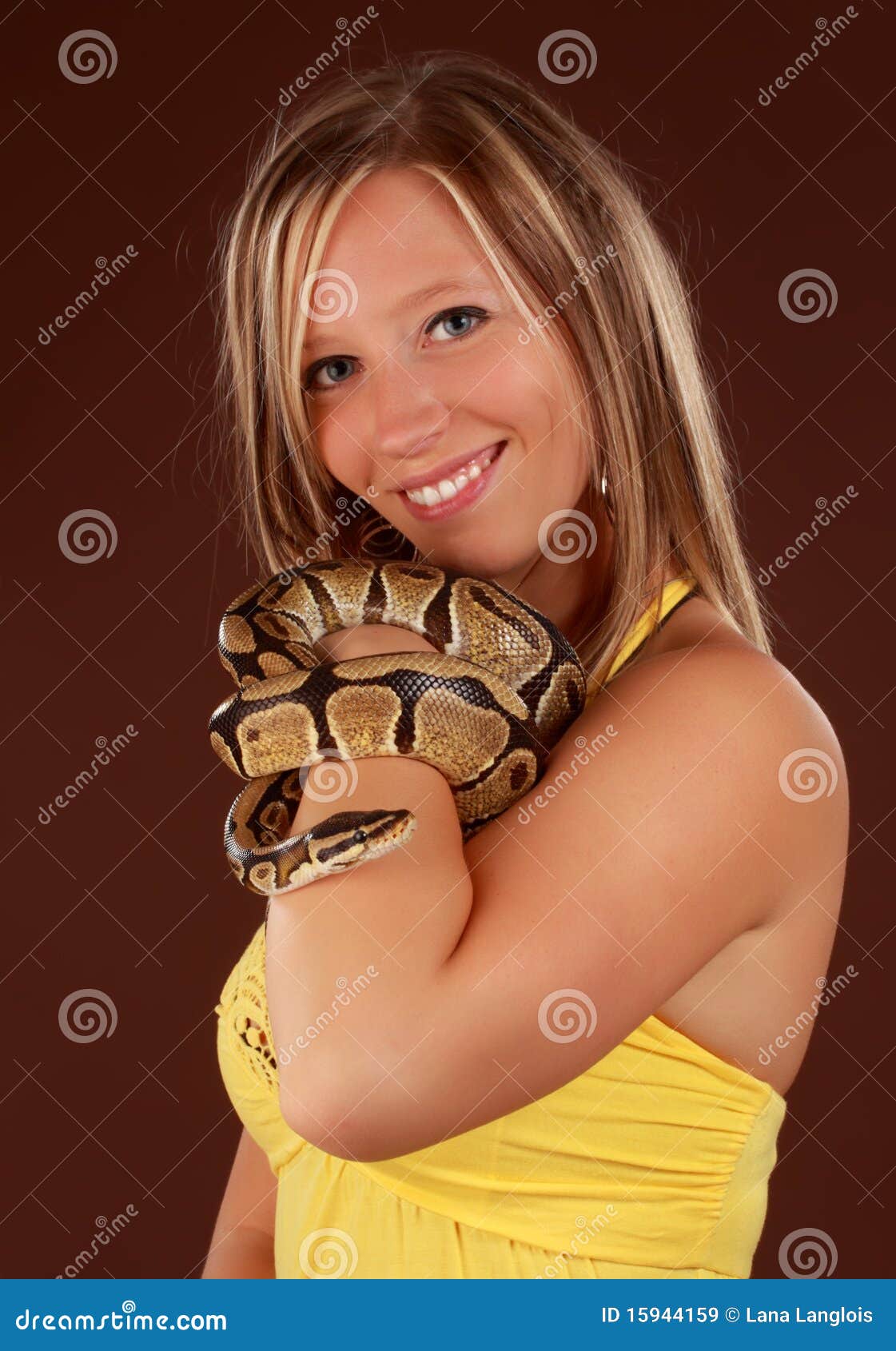 Woman holding a snake stock image. Image of animal, cute - 15944159