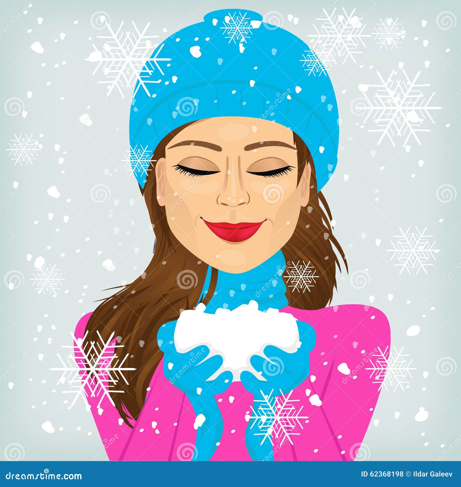 Woman holding snow stock vector. Illustration of snow - 62368198