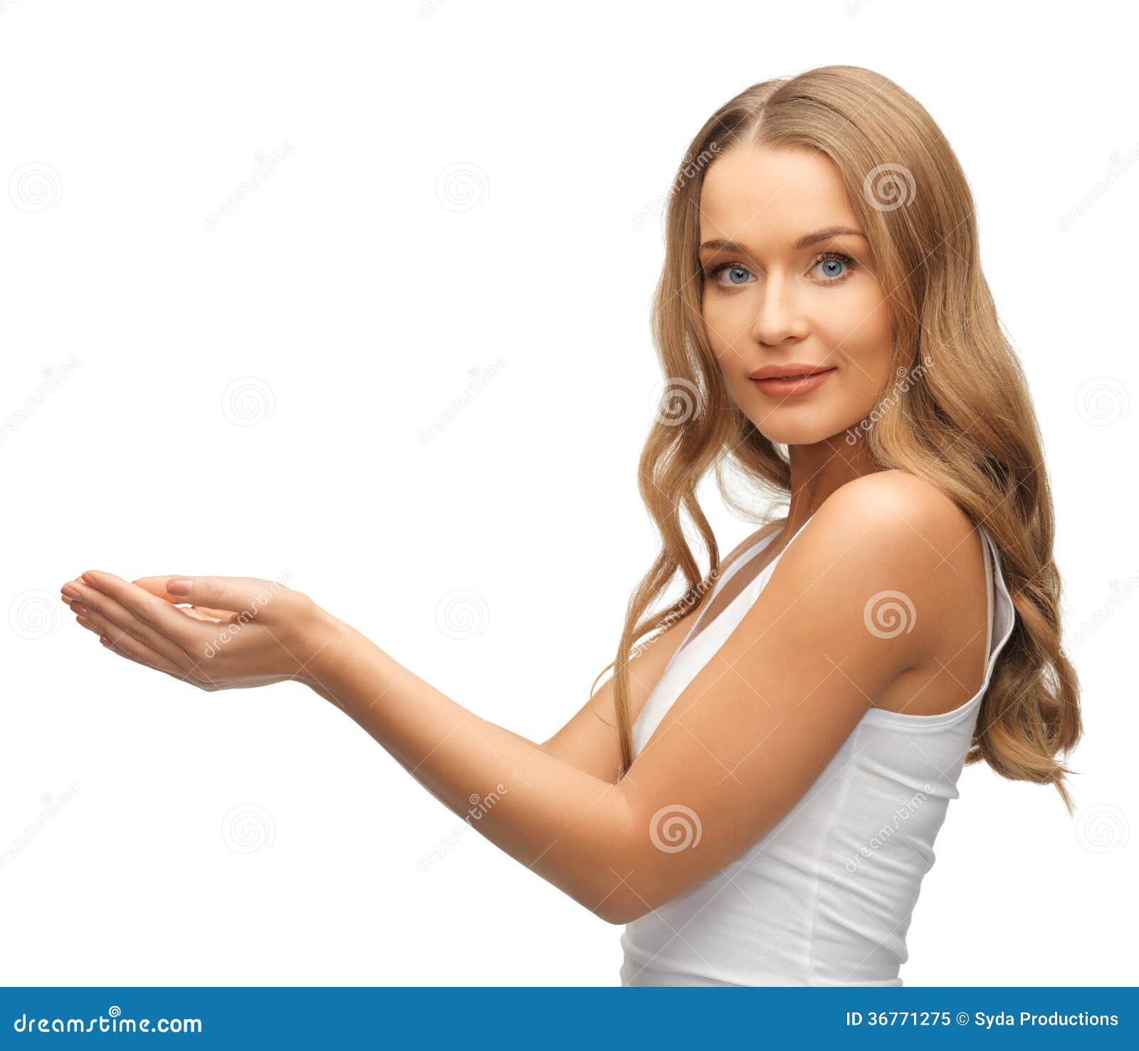 Woman Holding Something on the Palms Stock Image Image of care