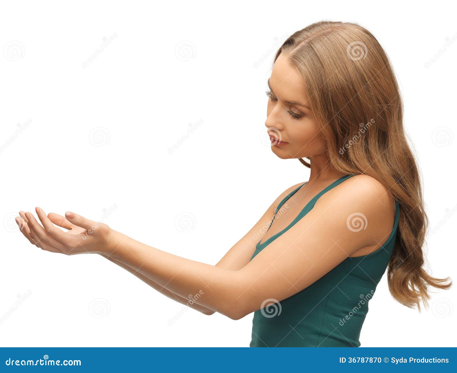 Woman Holding Something on the Palms Stock Photo Image of beautiful