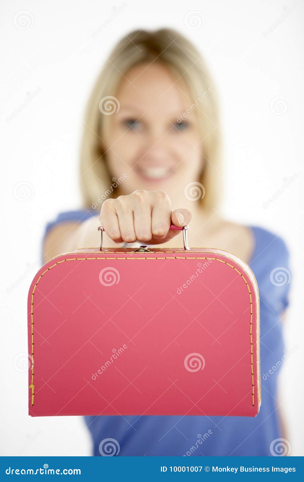 Woman Holding Suitcase stock image. Image of colour, idea - 10001007