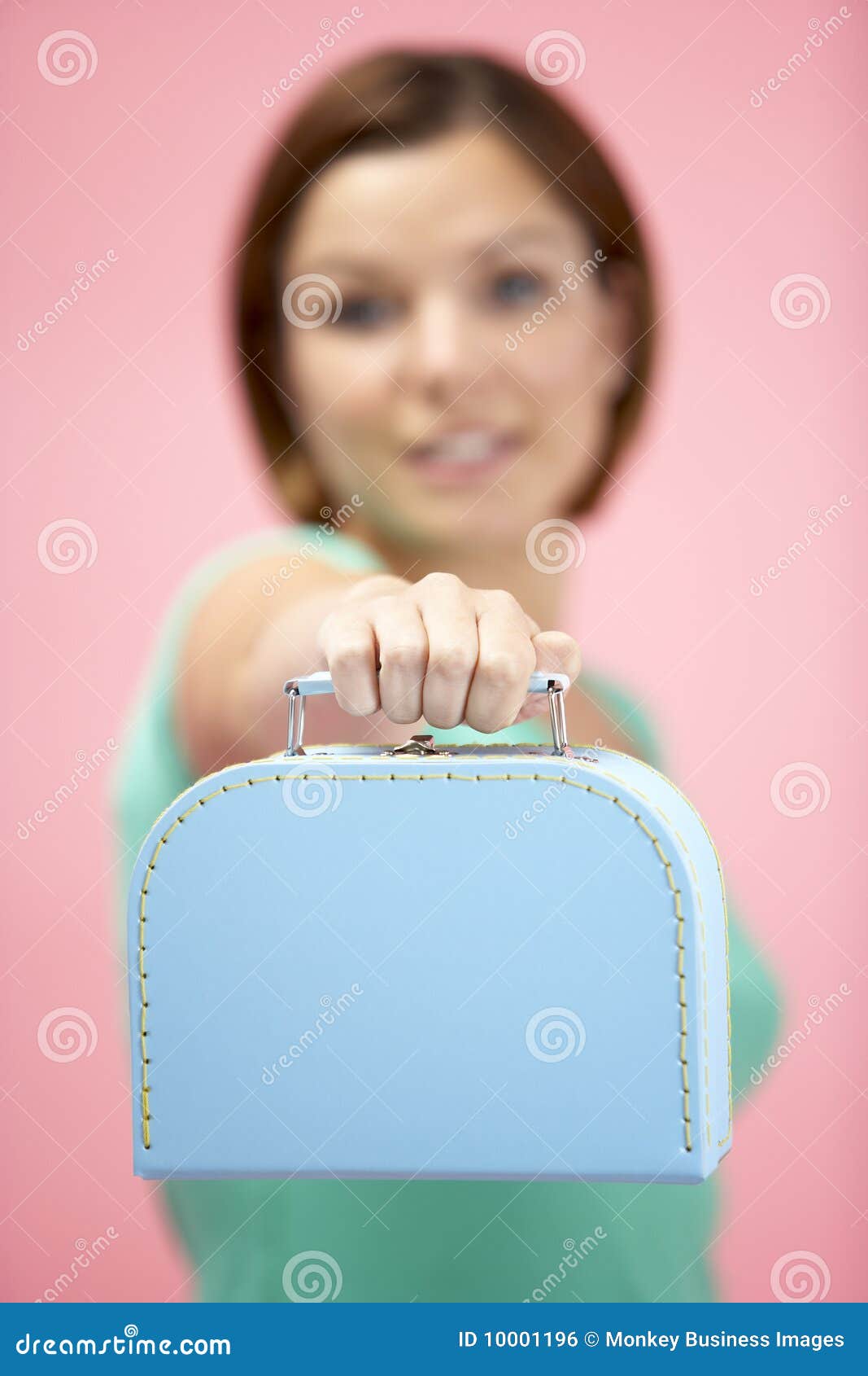 Woman Holding Suitcase stock photo. Image of woman, idea - 10001196