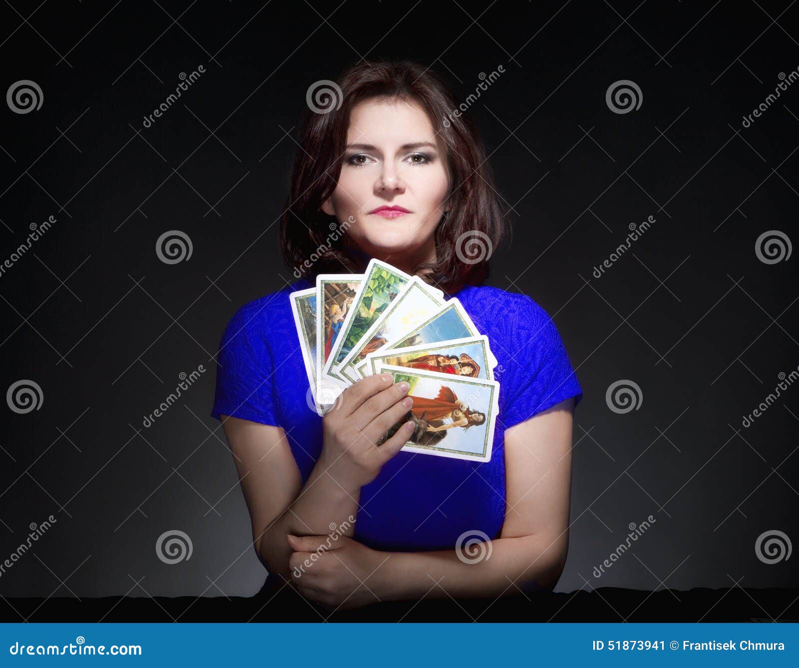 Woman Holding Tarot Cards stock image. Image of fortunetelling - 51873941