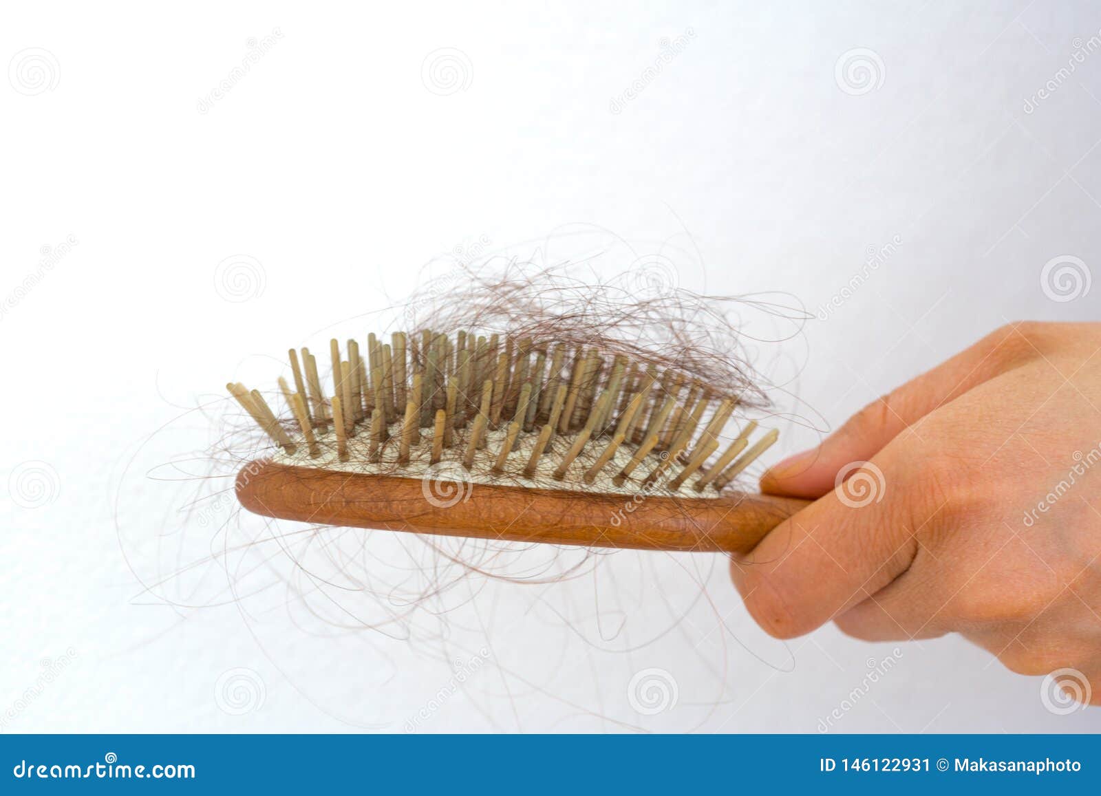 Woman Holding Wooden Hair Brush Full of Hair that Has Fallen Out Stock  Image - Image of thinning, white: 146122931