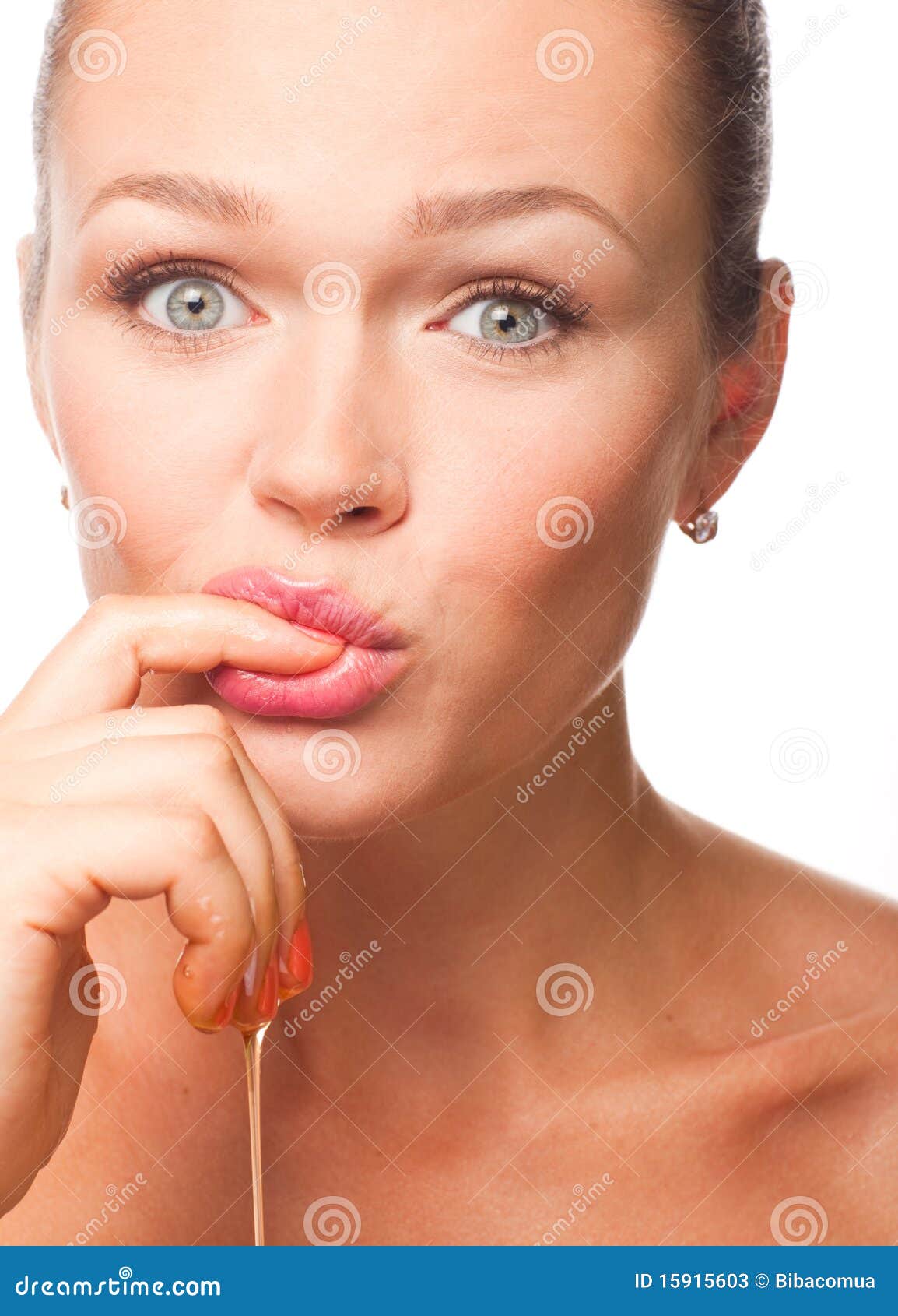 Woman with honey stock image. Image of cheerful, makeup 15915603
