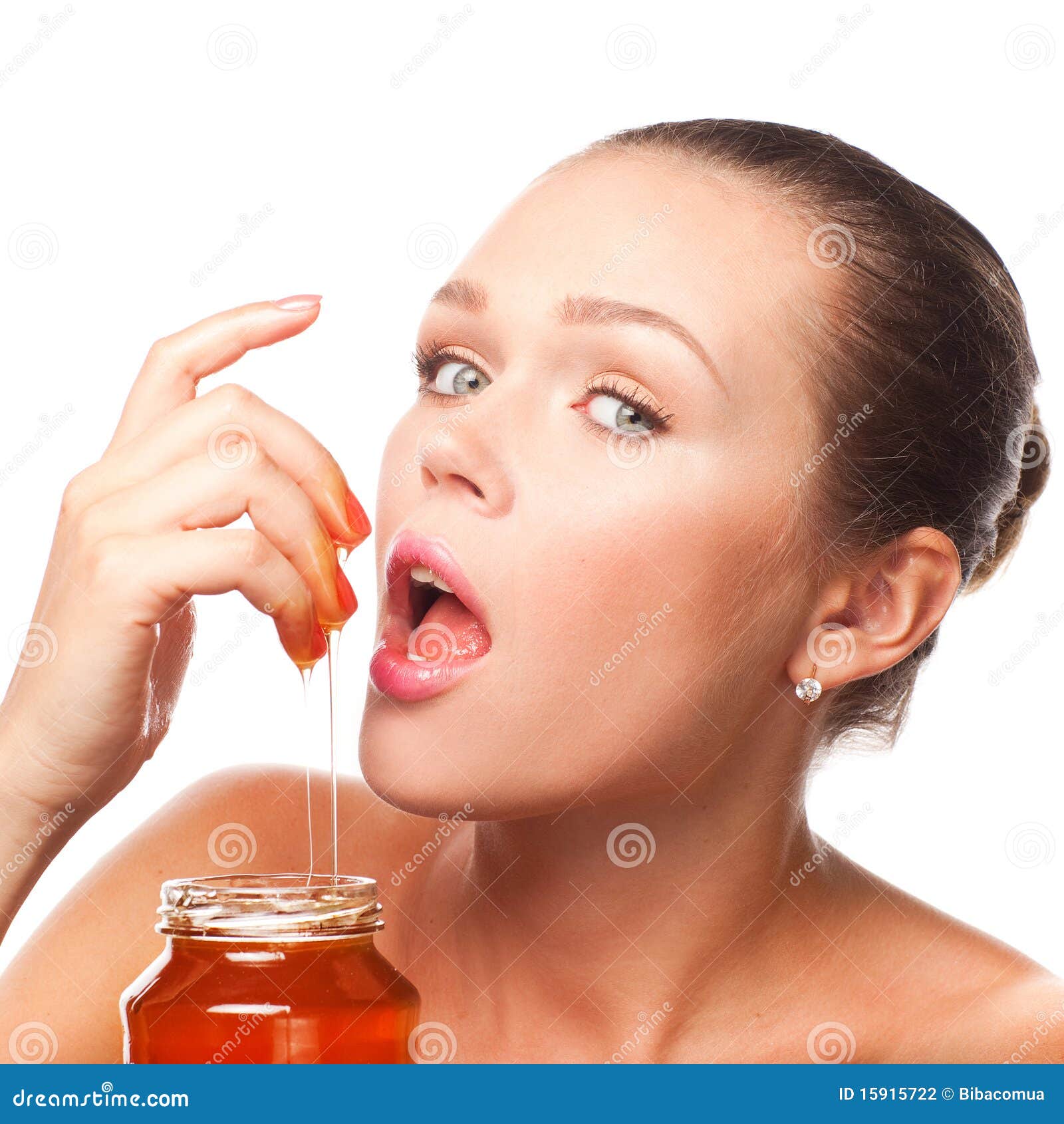 Woman with honey stock photo. Image of looking, caucasian 15915722