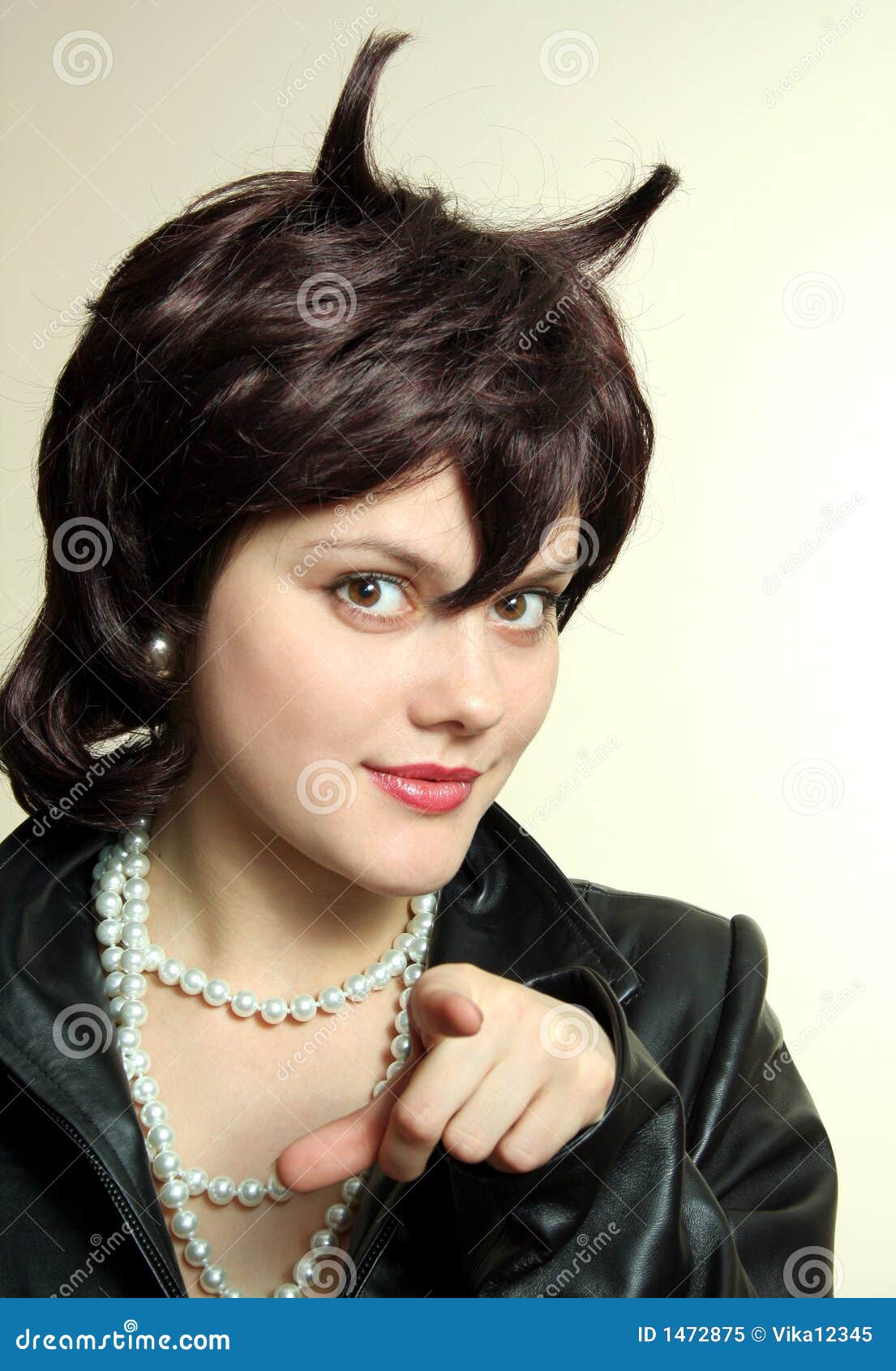 Woman with horns stock image. Image of health, beauty 1472875