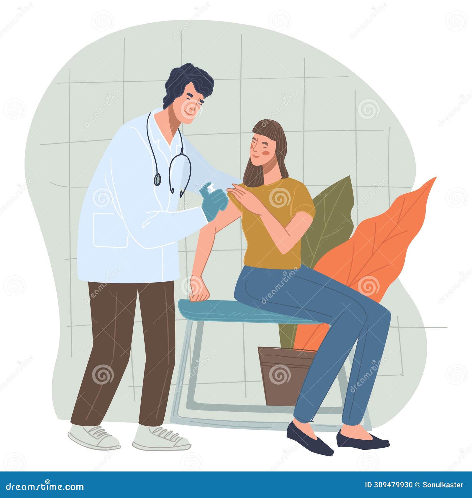 woman in hospital or clinics getting vaccinated