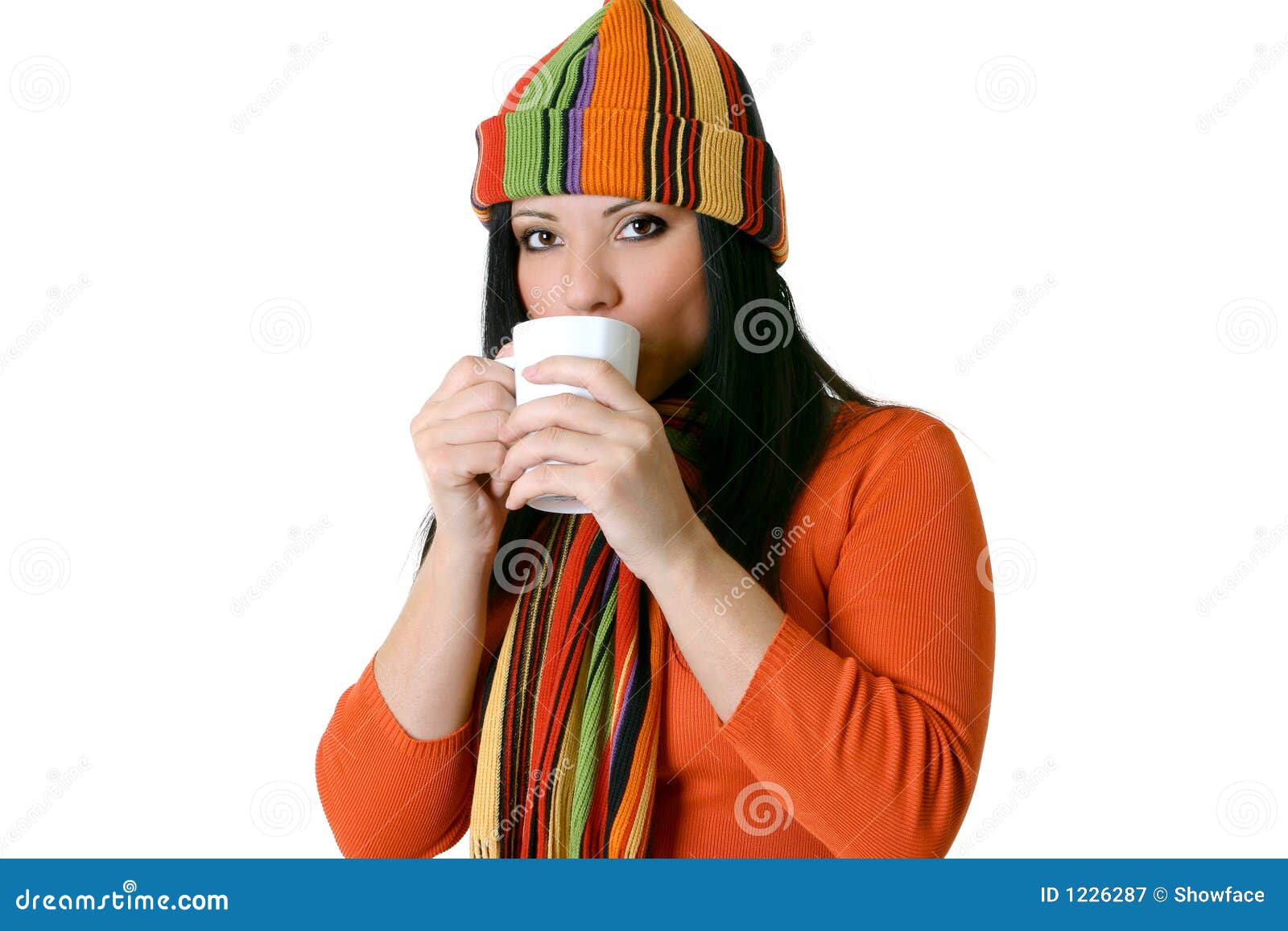 Woman with hot drink stock image. Image of beverage, drinking 1226287