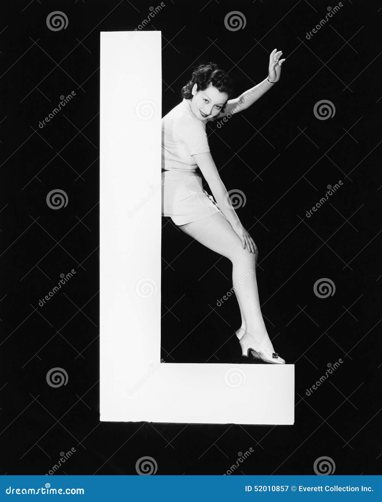 woman with huge letter l
