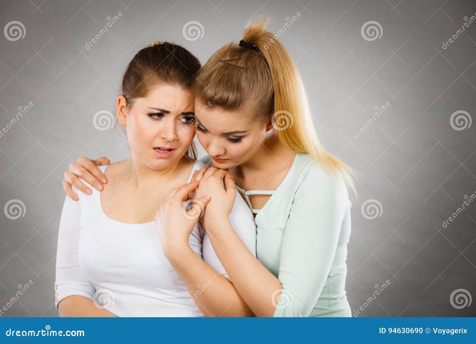 Woman Hugging Her Sad Female Friend Stock Photo - Image of female ...