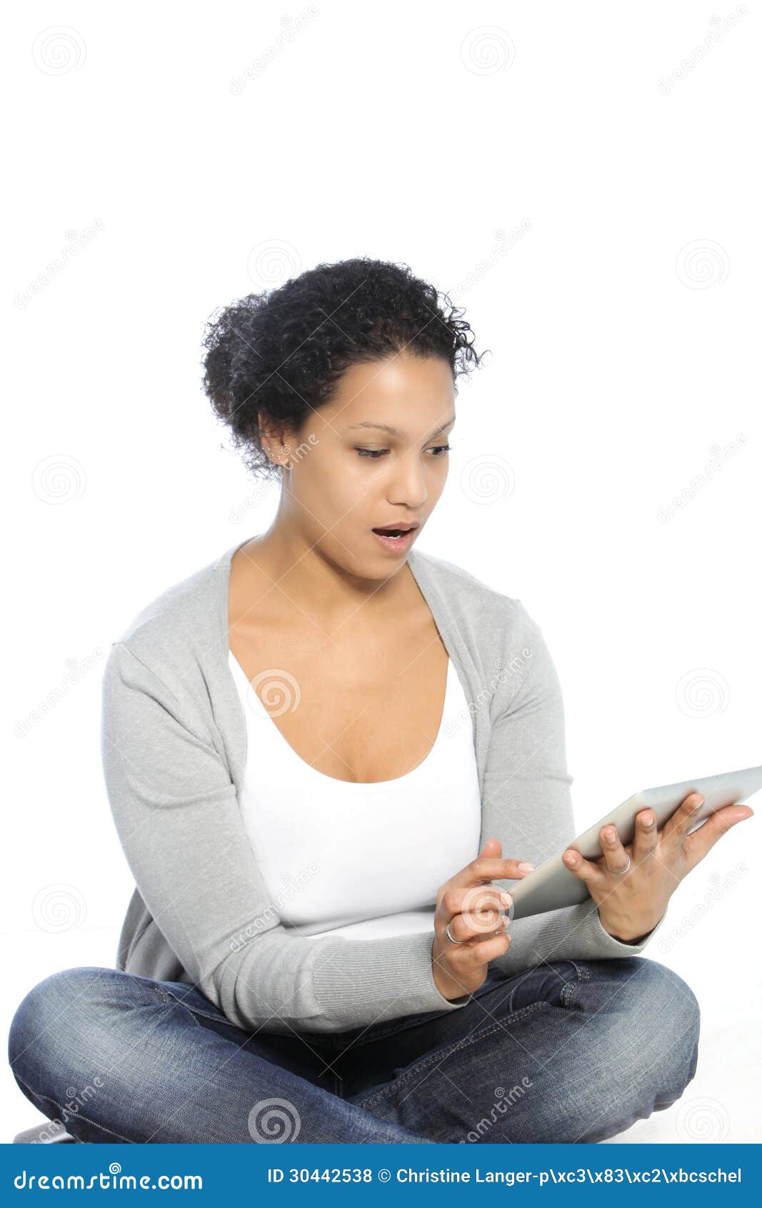 Woman with ipad stock photo. Image of internet, computer - 30442538
