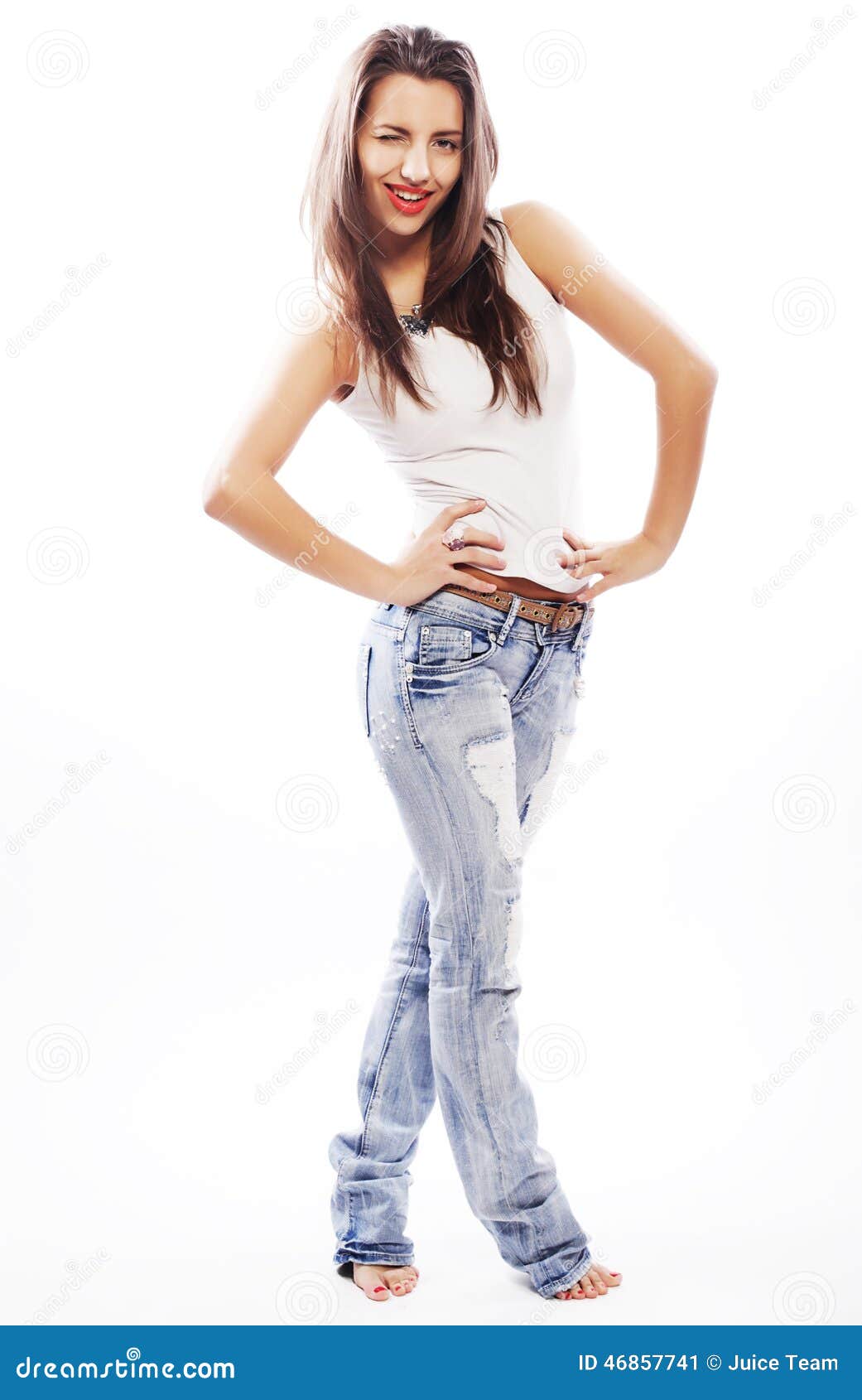 Woman in jeans stock image. Image of looking, lovely - 46857741