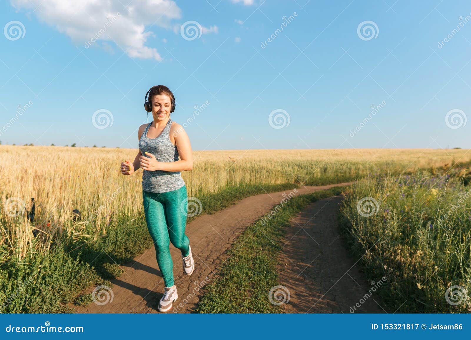 Woman Jogger Working Out In The Morning Sunny Day Stock Image Image