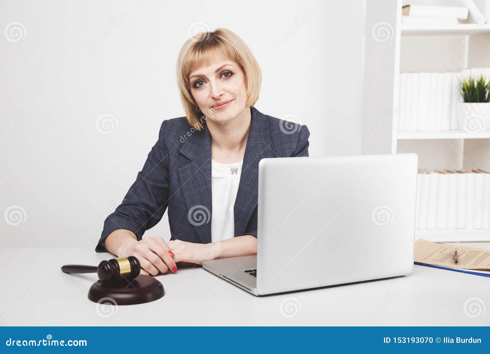 woman jurist working laptop in office .