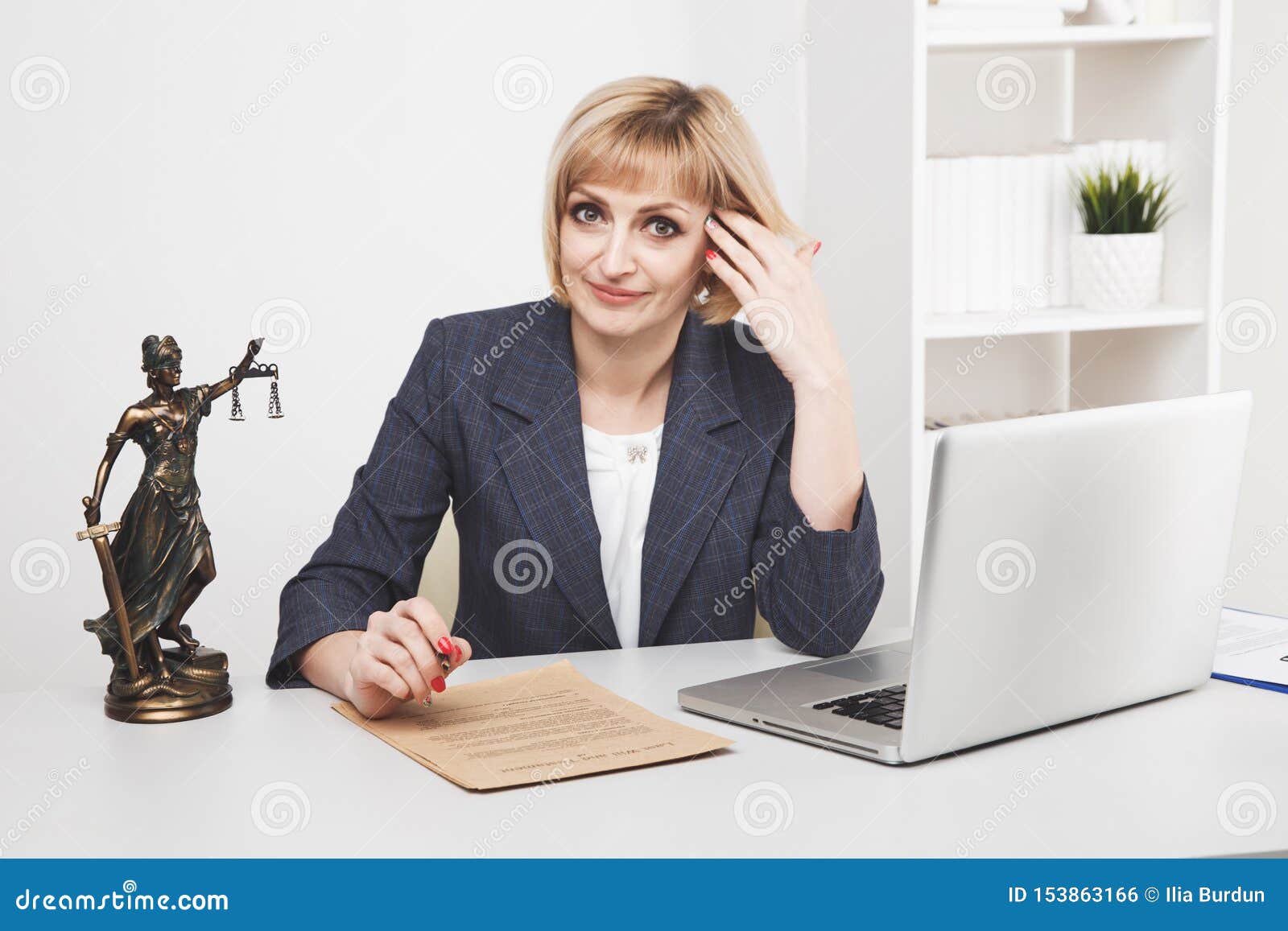 woman jurist working laptop in office .