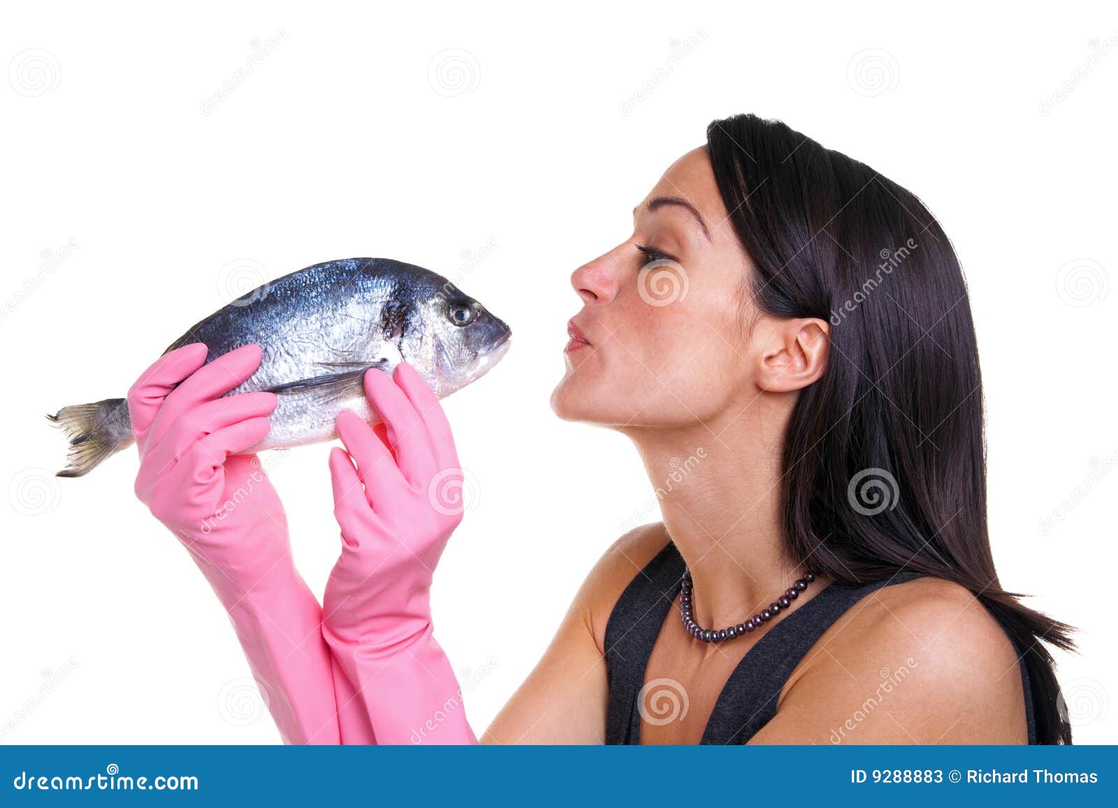 Woman kissing a fish stock image. Image of looking, fish