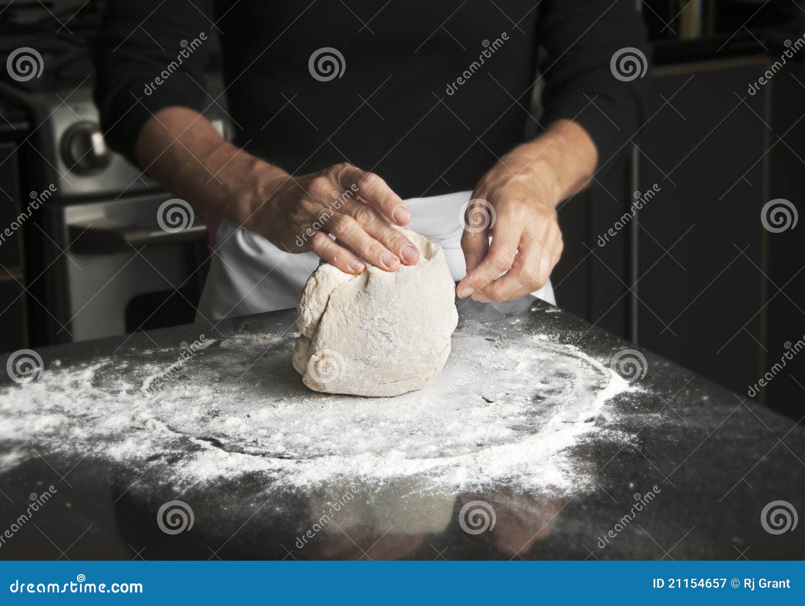 Woman Kneading Dough stock image. Image of bake, housework 21154657