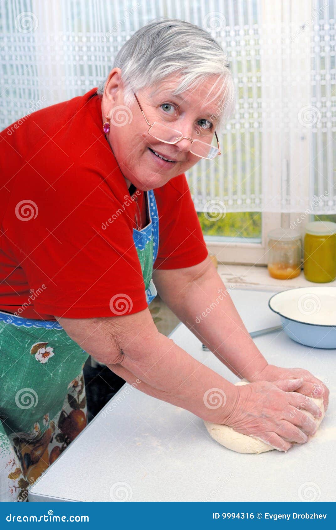 Woman kneading dough stock photo. Image of bread, flour 9994316