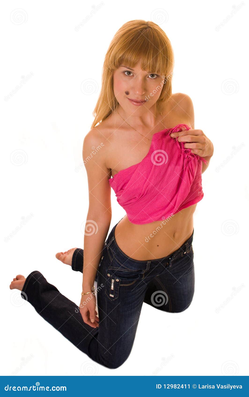 Woman Kneeling On The Floor Stock Image Image Of Slim