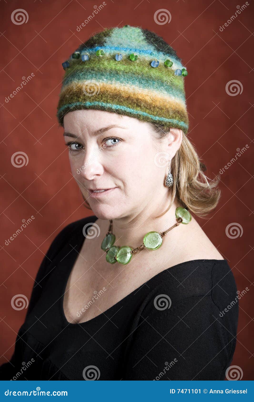 Woman in a Knit Cap stock image Image of knit7471101