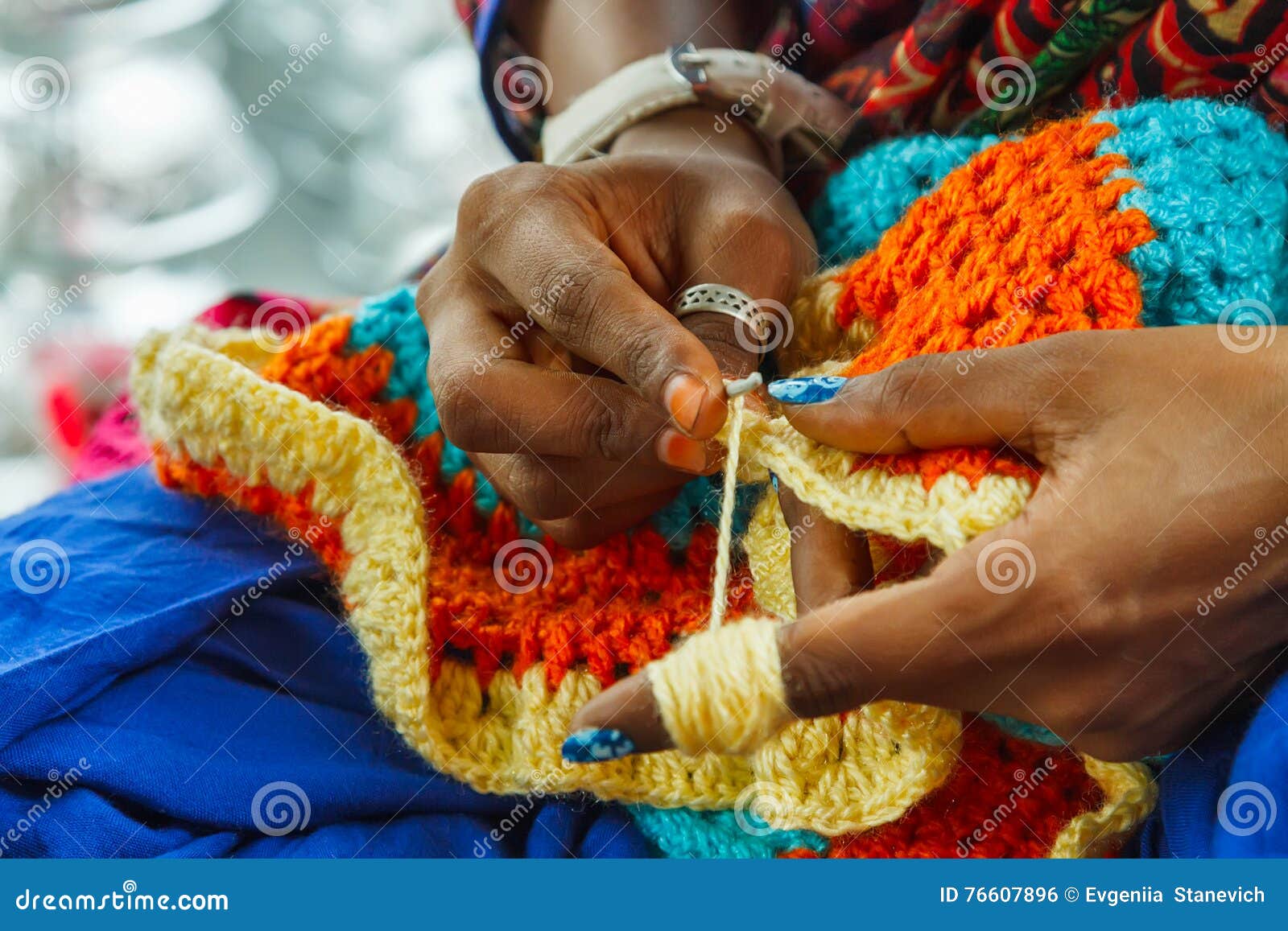 Woman knitting a mat stock photo. Image of asian, craft 76607896
