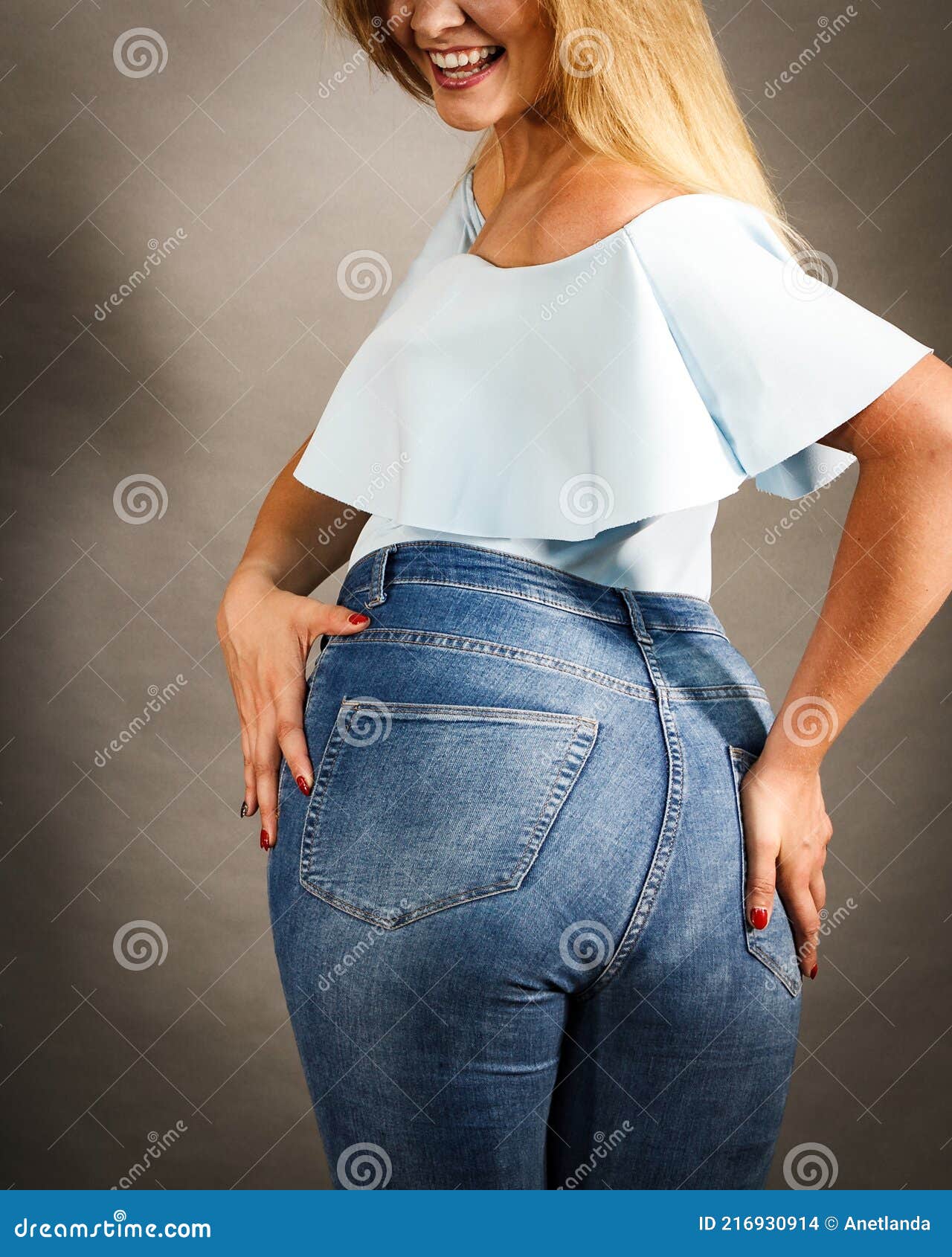 Woman with large hips stock photo