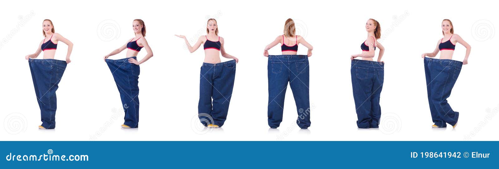 Woman with Large Jeans in Dieting Concept Stock Photo - Image of losing ...