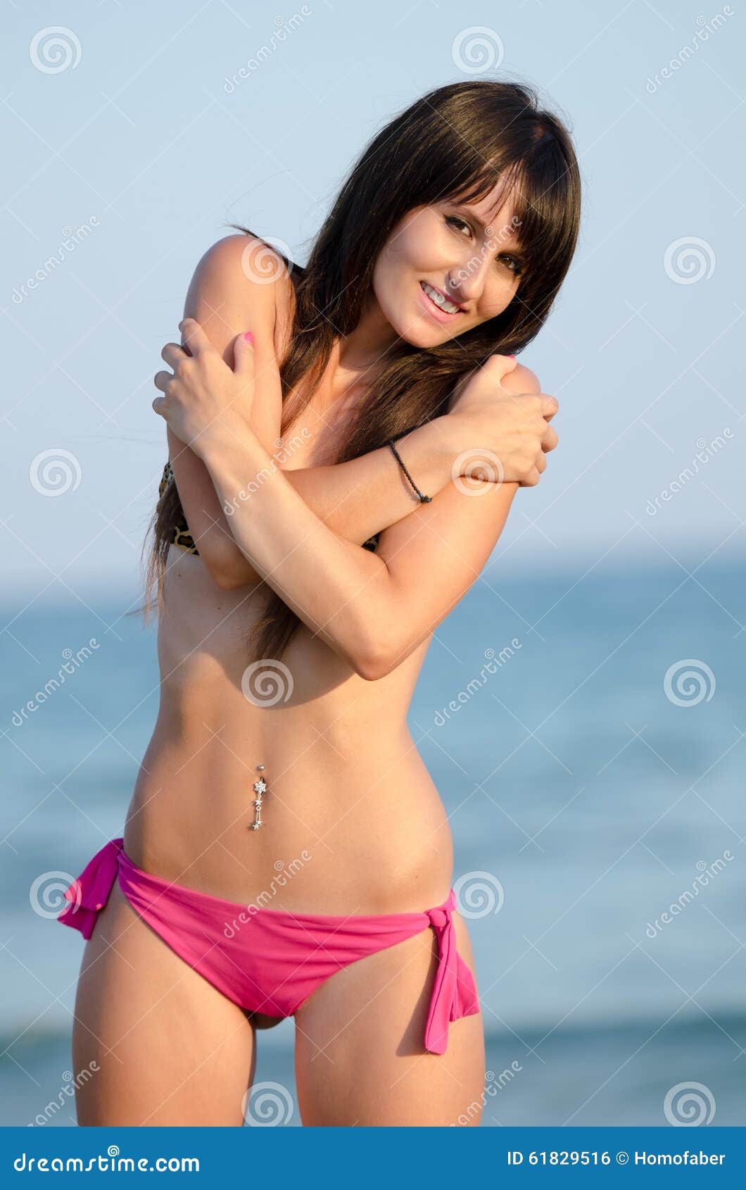 Woman Late Afternoon at the Beach with Bikini Stock Photo image image