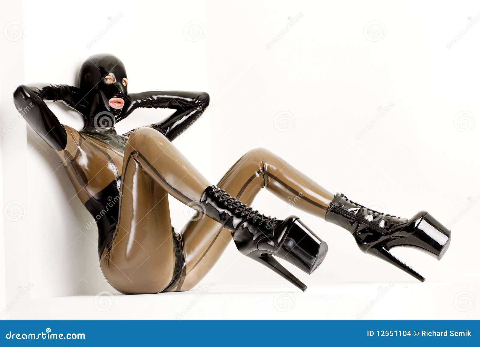 woman in latex