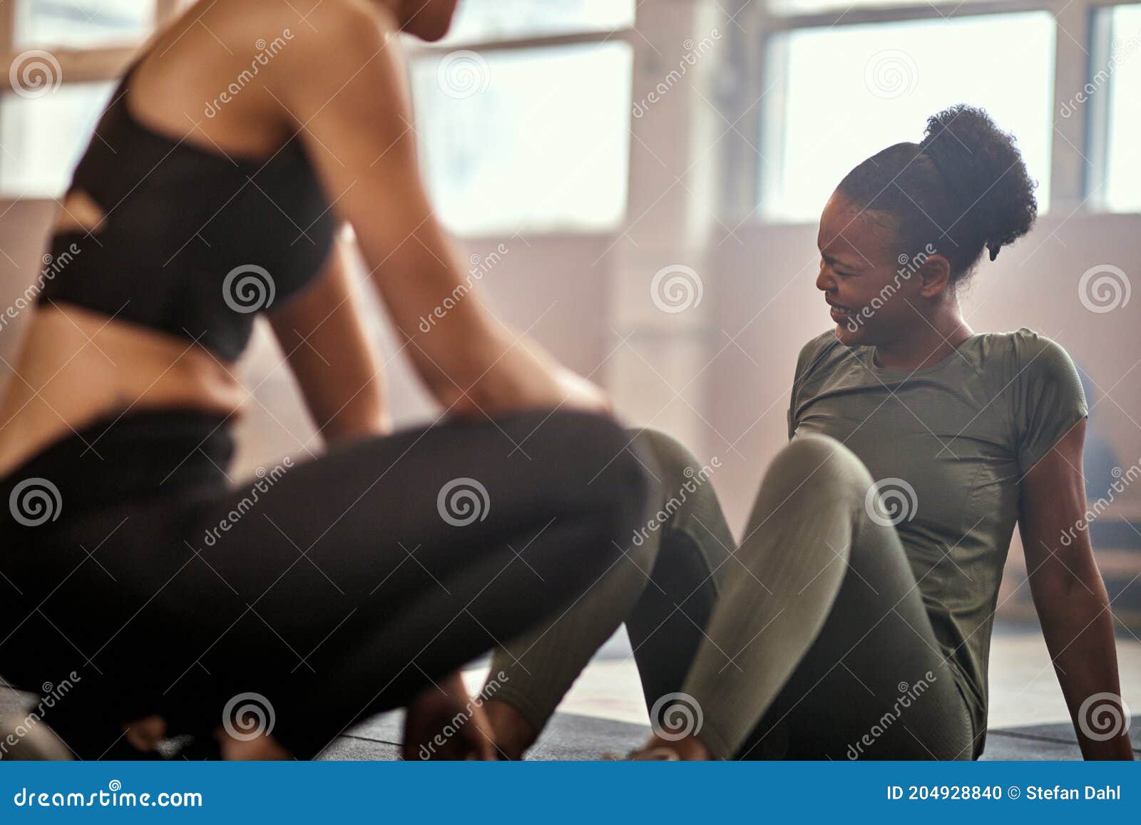 Black girl makes gym buddy