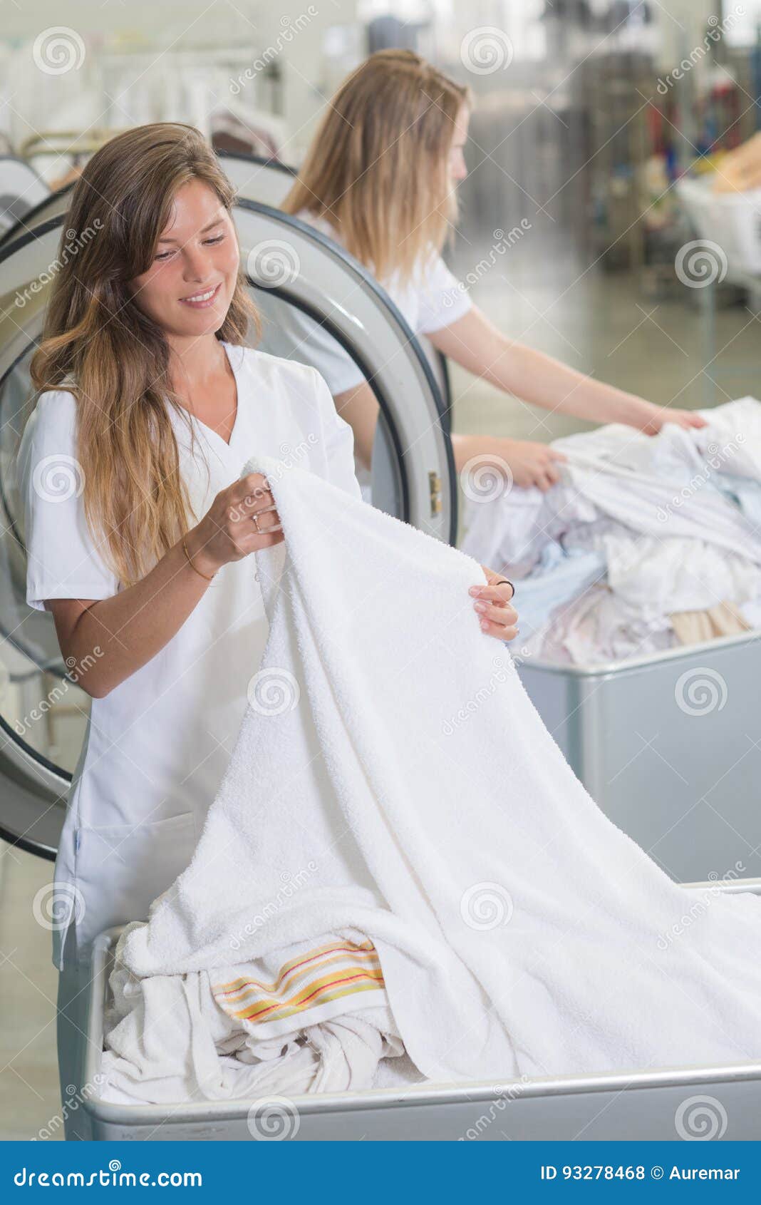 Woman Laundry Worker Working at Dry Cleaners Stock Photo Image of