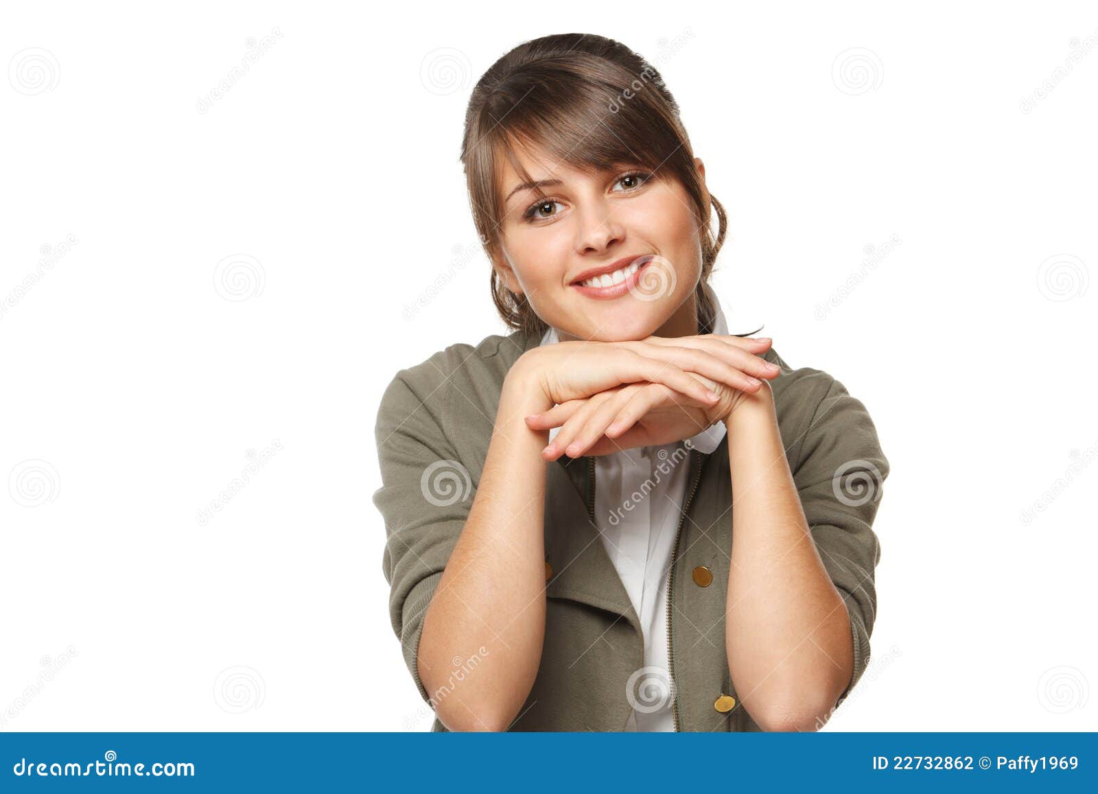 Woman Leaning on Her Elbows Stock Photo Image of copy, horizontal