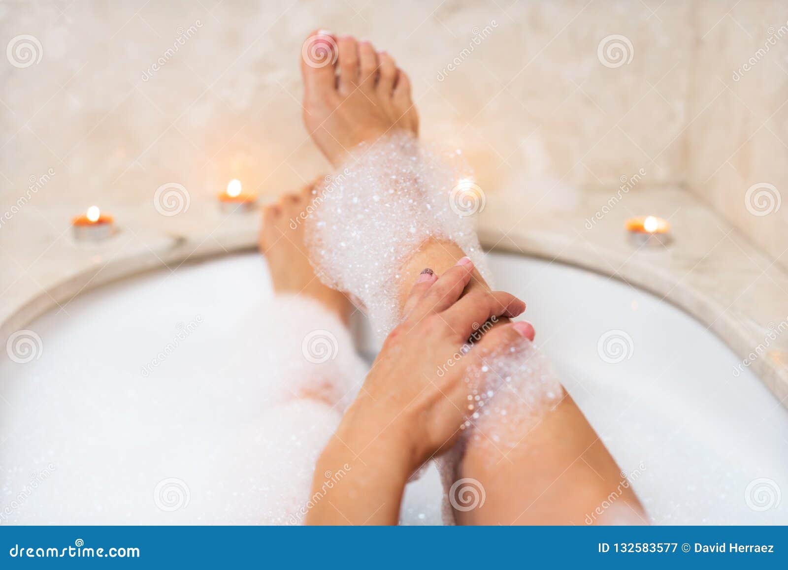 Woman Legs in Bath Foam. Relaxation in Spa Stock Image Image of clean