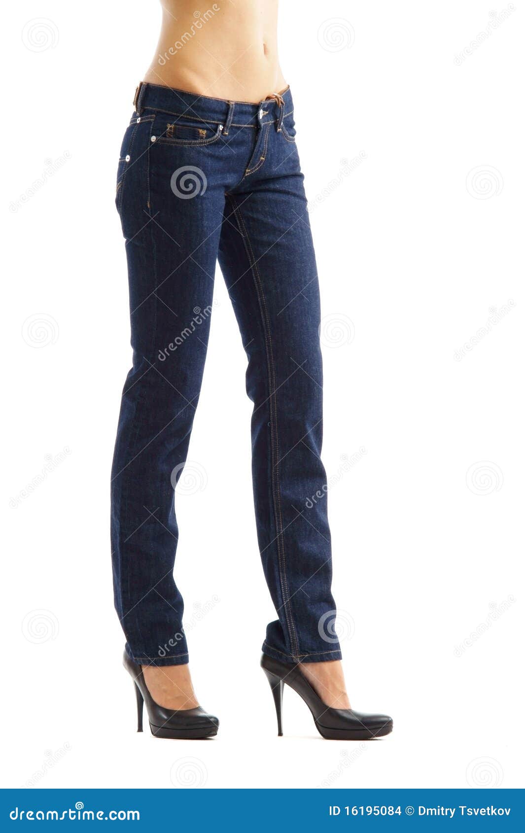 Woman Legs In Blue Jeans Stock Images - Image: 16195084