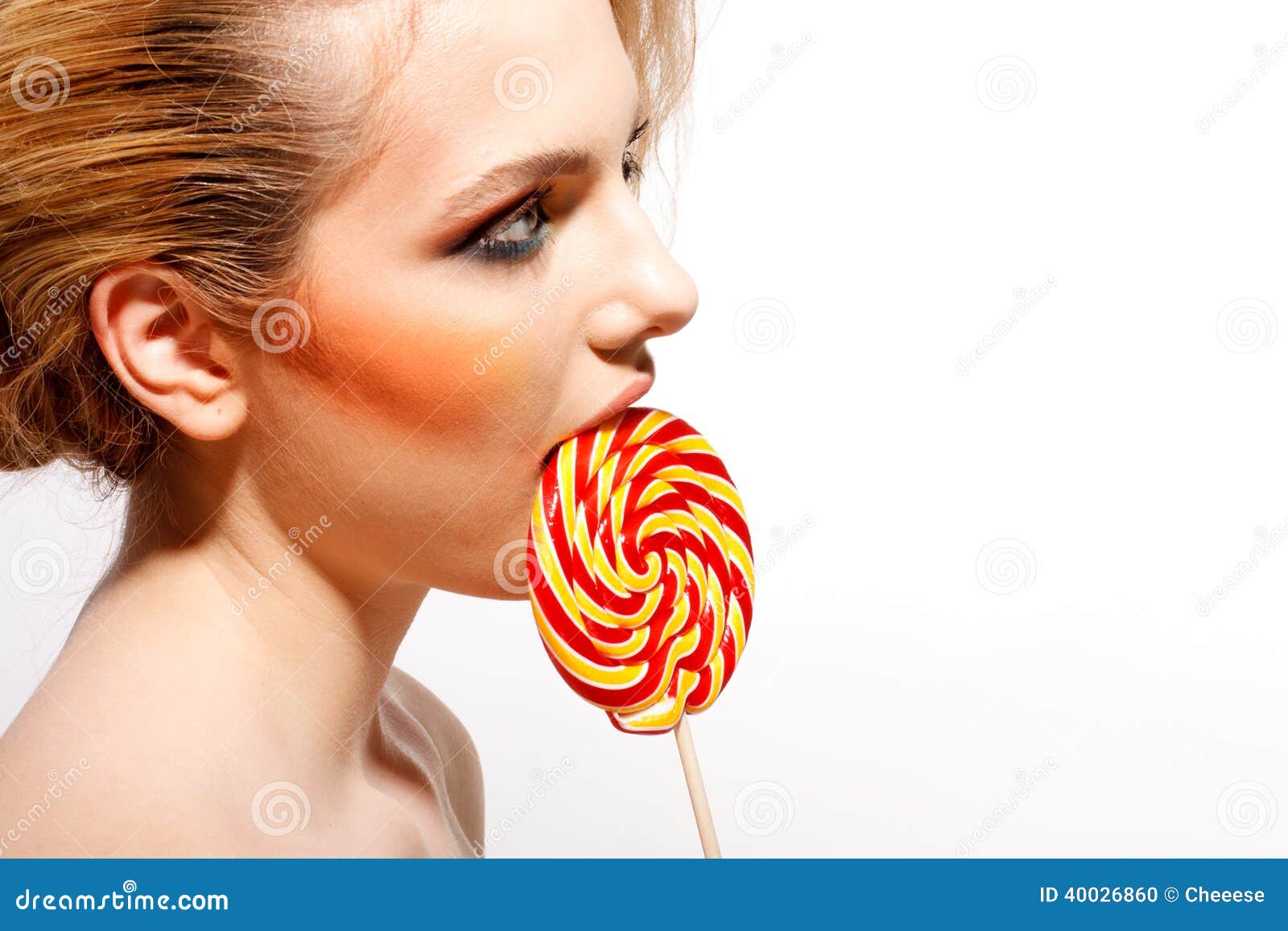 Woman licks candy stock photo. Image of fashion, caucasian - 40026860