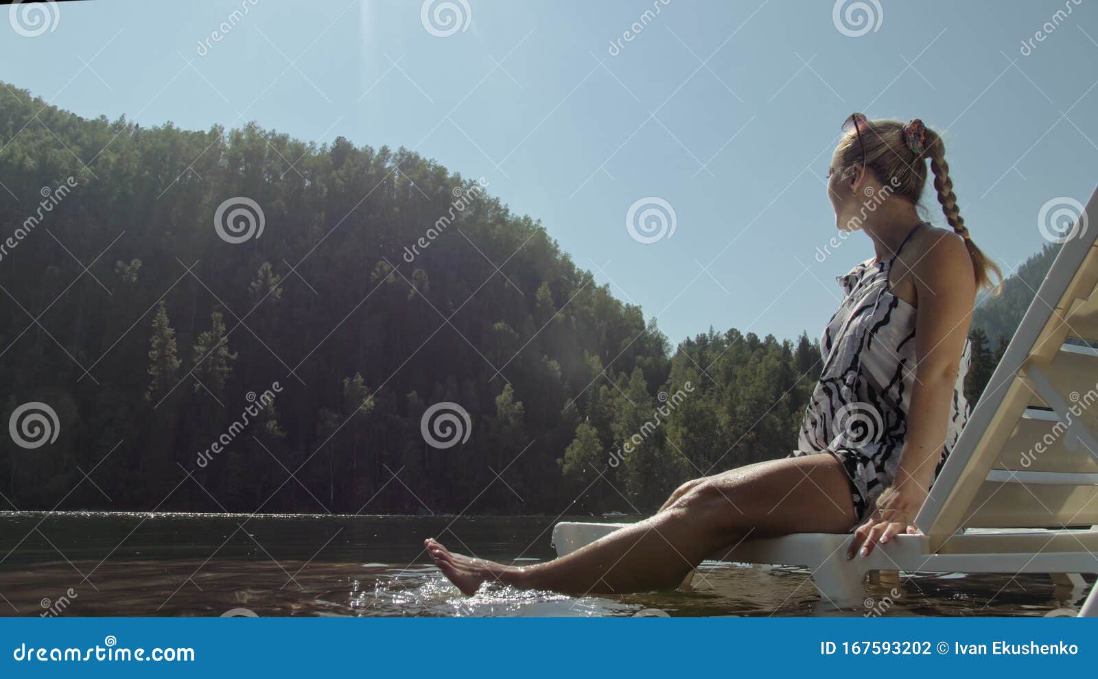 Woman Lie on a Sunbed in Sunglasses and a Boho Silk Shawl. Girl Rest on ...