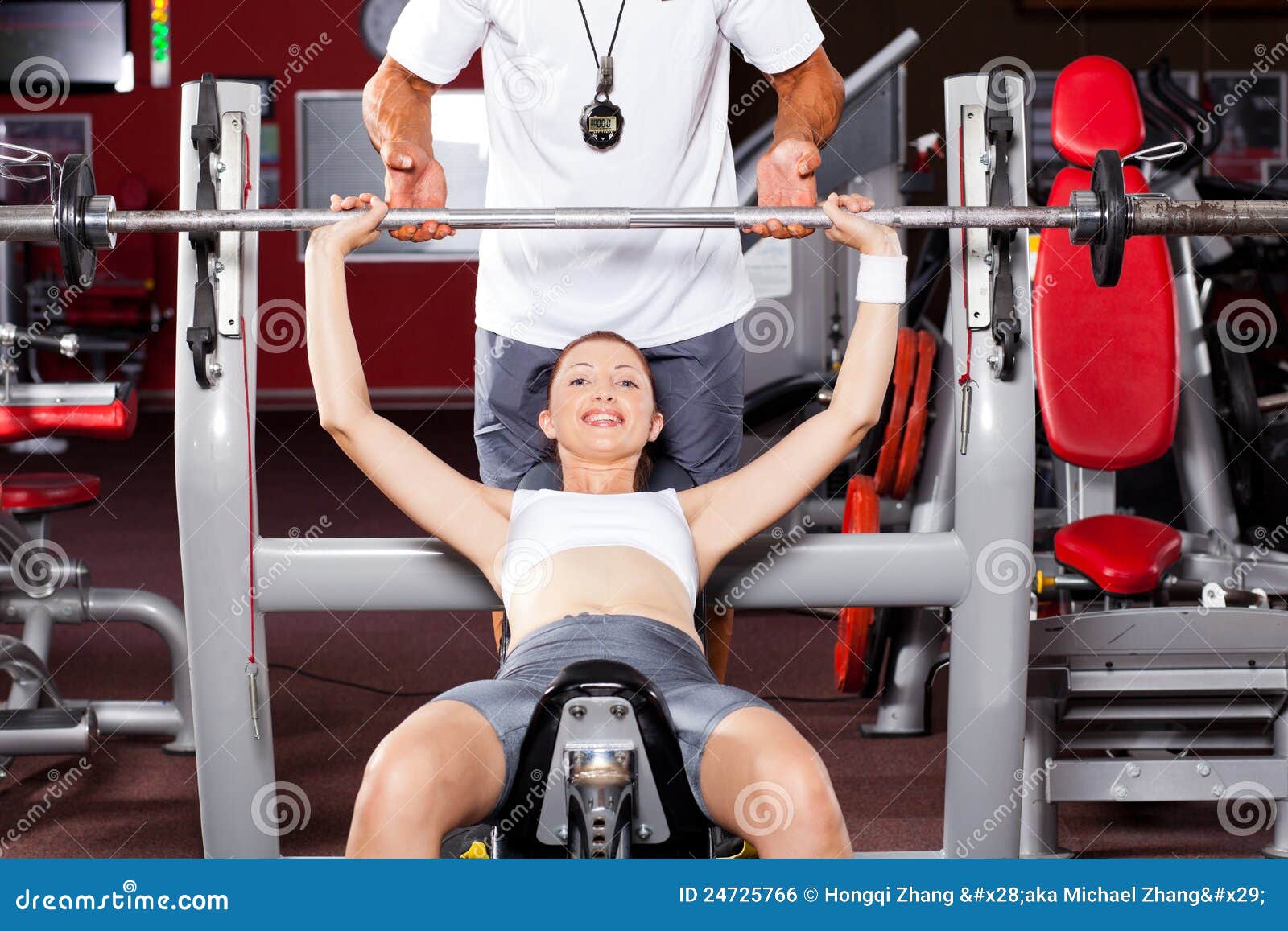 Woman lifting barbell stock photo. Image of health, club 24725766