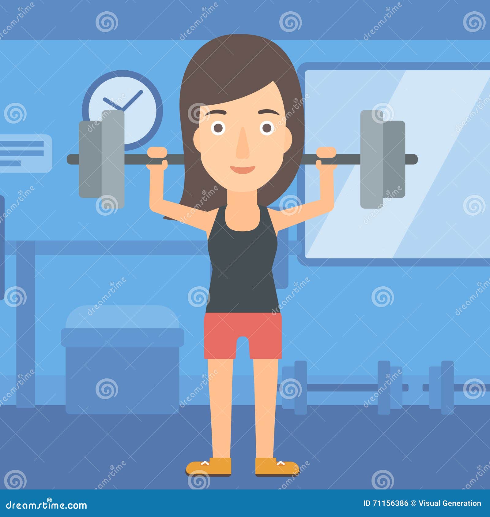 Woman lifting barbell. stock vector. Illustration of body - 71156386